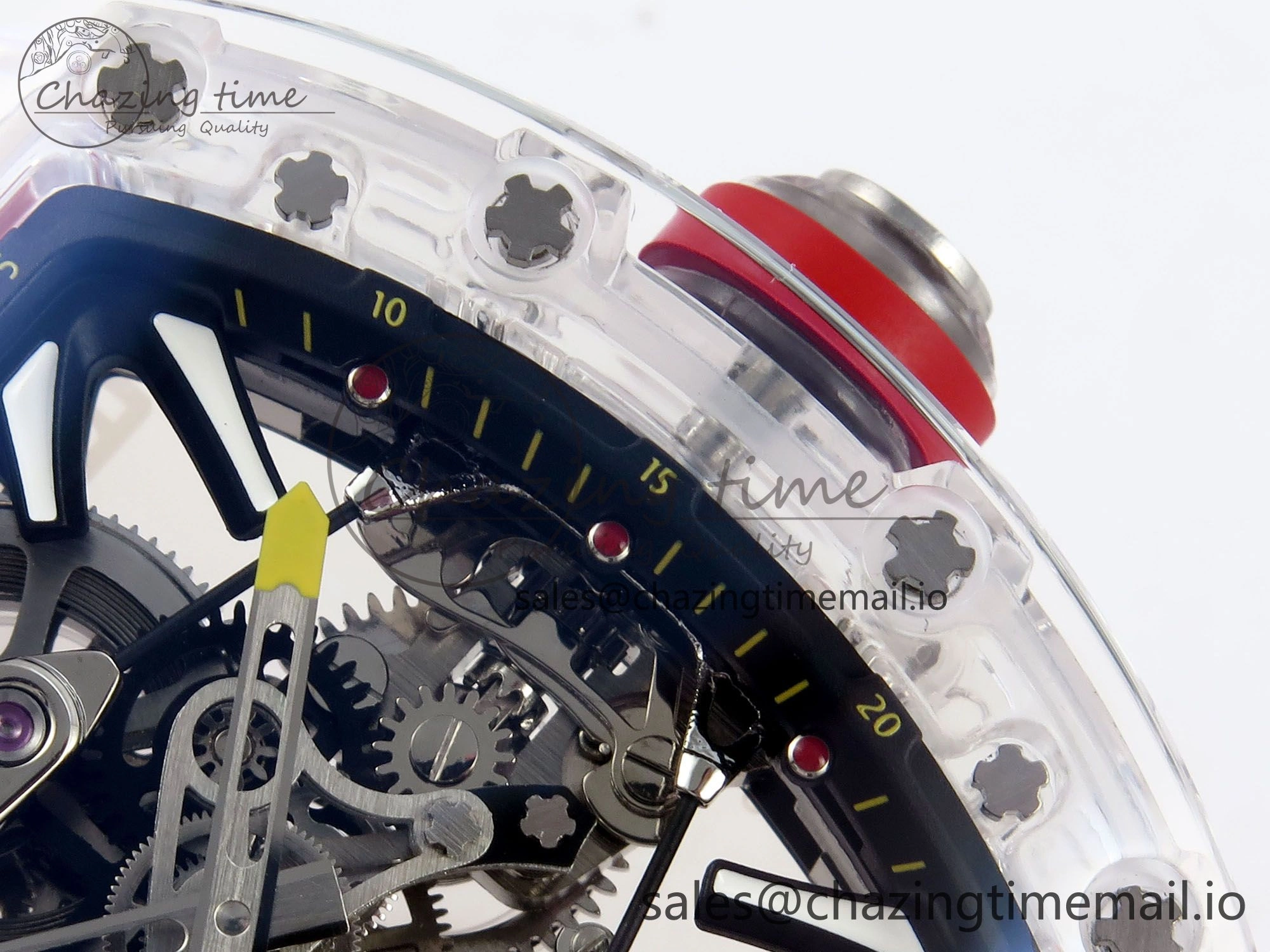 RM027-02 Transparent Tourbillon RMF Best Edition Skeleton Dial on Orange Rubber Strap