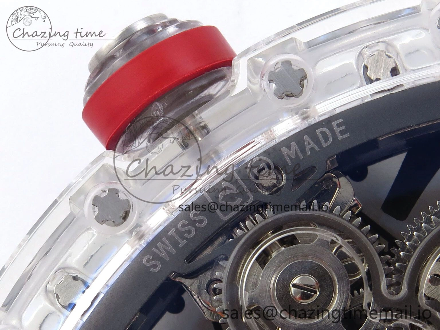 RM027-02 Transparent Tourbillon RMF Best Edition Skeleton Dial on Orange Rubber Strap