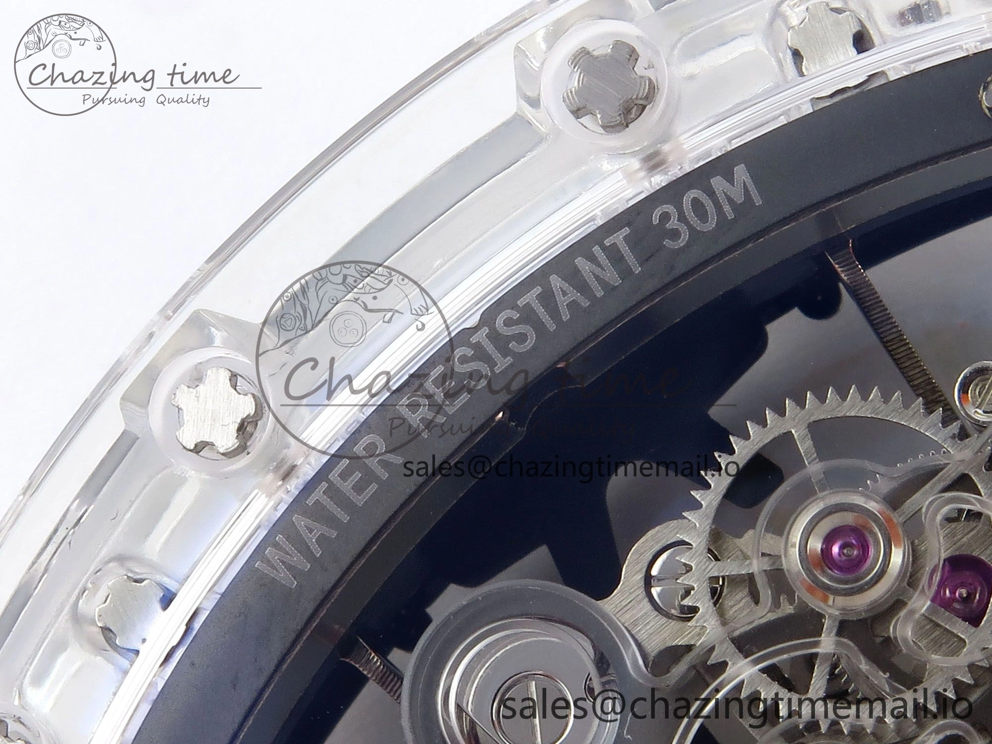 RM027-02 Transparent Tourbillon RMF Best Edition Skeleton Dial on Orange Rubber Strap