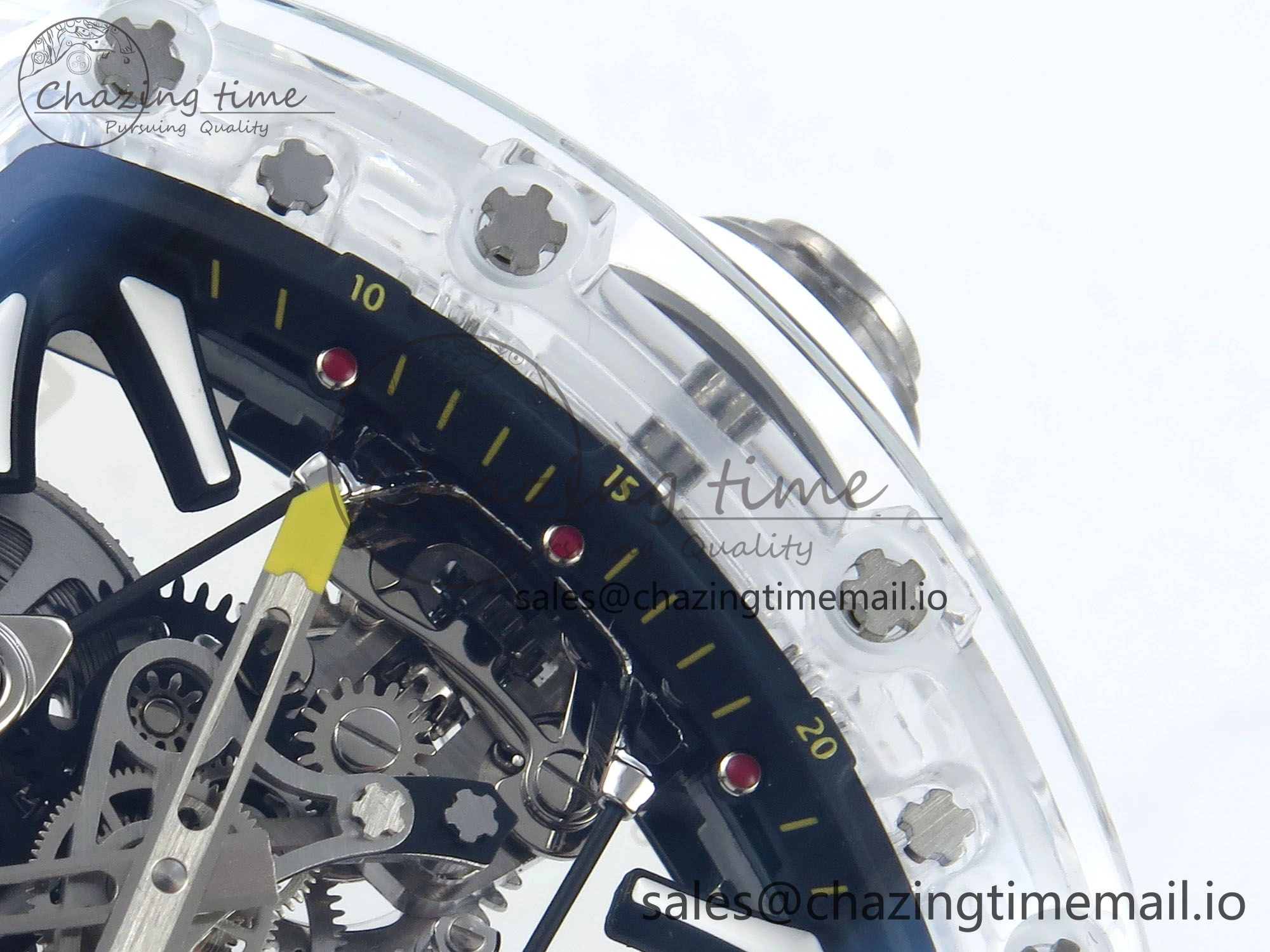 RM027-02 Transparent Tourbillon RMF Best Edition Skeleton Dial on White Rubber Strap