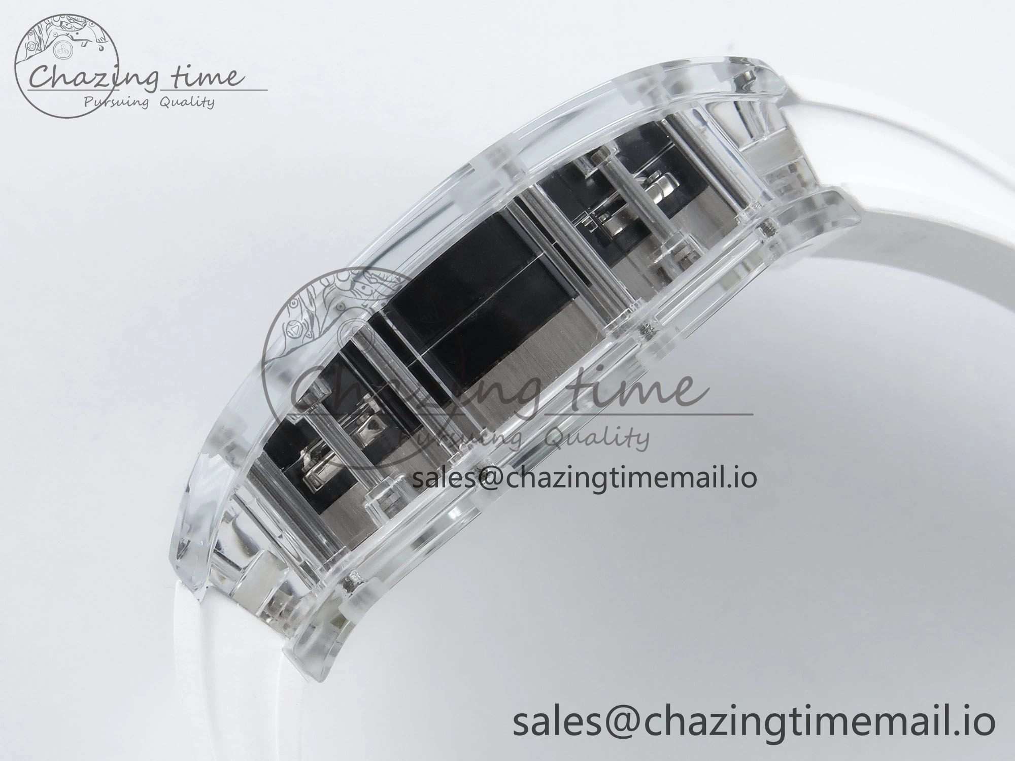 RM027-02 Transparent Tourbillon RMF Best Edition Skeleton Dial on White Rubber Strap