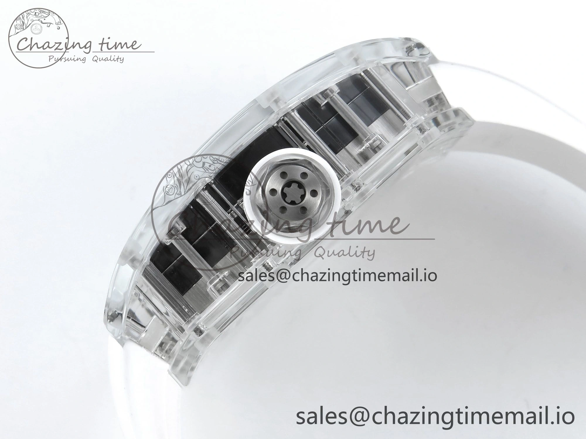 RM027-02 Transparent Tourbillon RMF Best Edition Skeleton Dial on White Rubber Strap