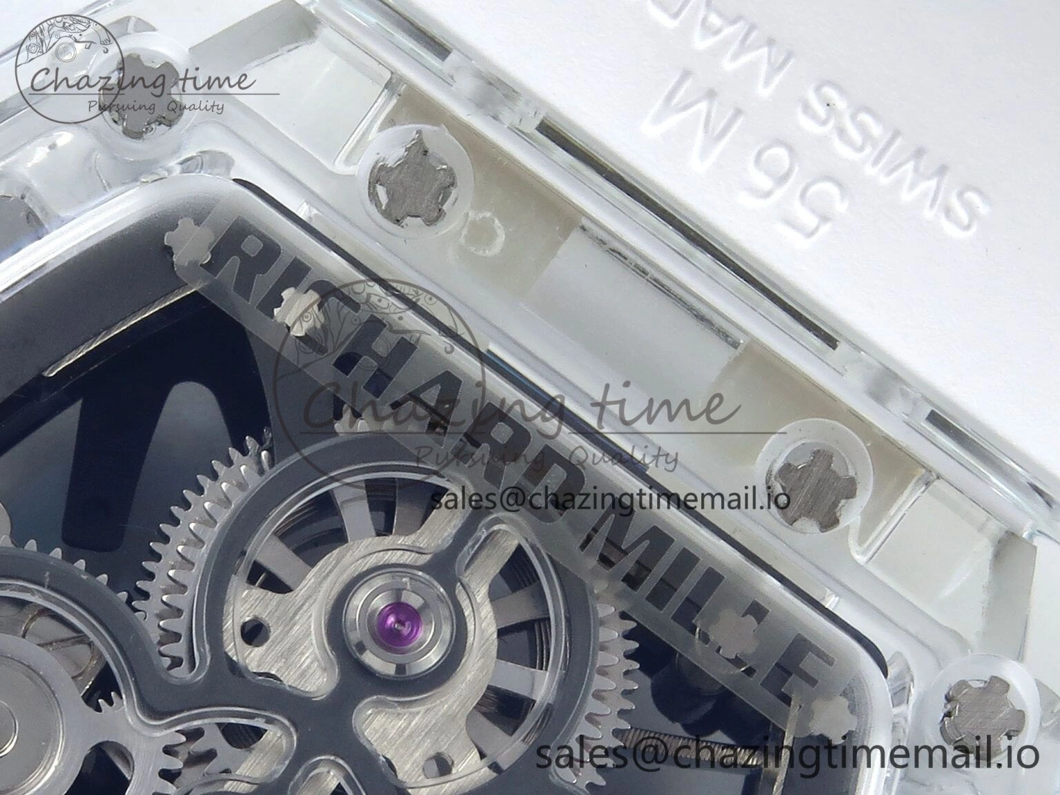RM027-02 Transparent Tourbillon RMF Best Edition Skeleton Dial on White Rubber Strap