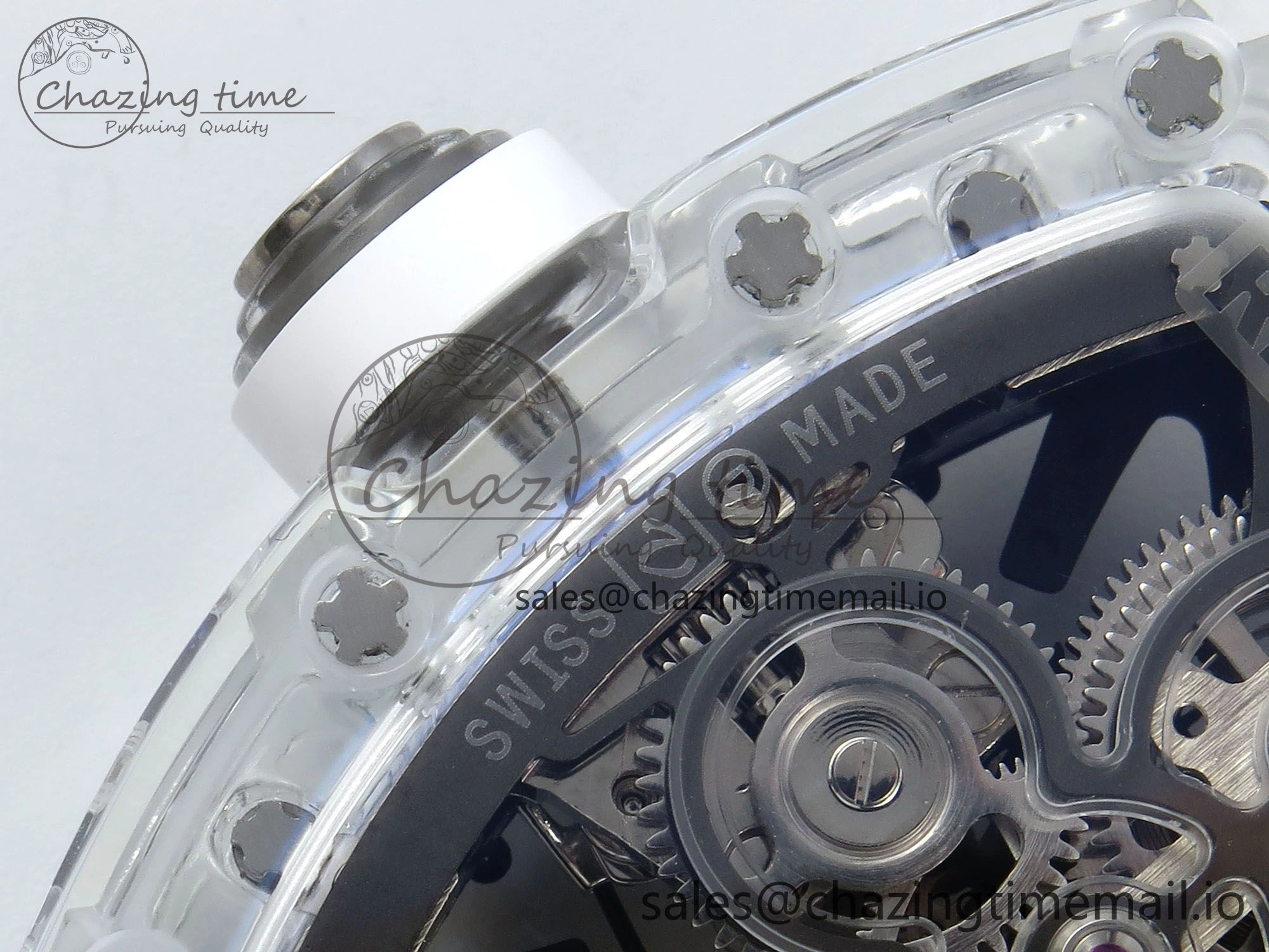 RM027-02 Transparent Tourbillon RMF Best Edition Skeleton Dial on White Rubber Strap