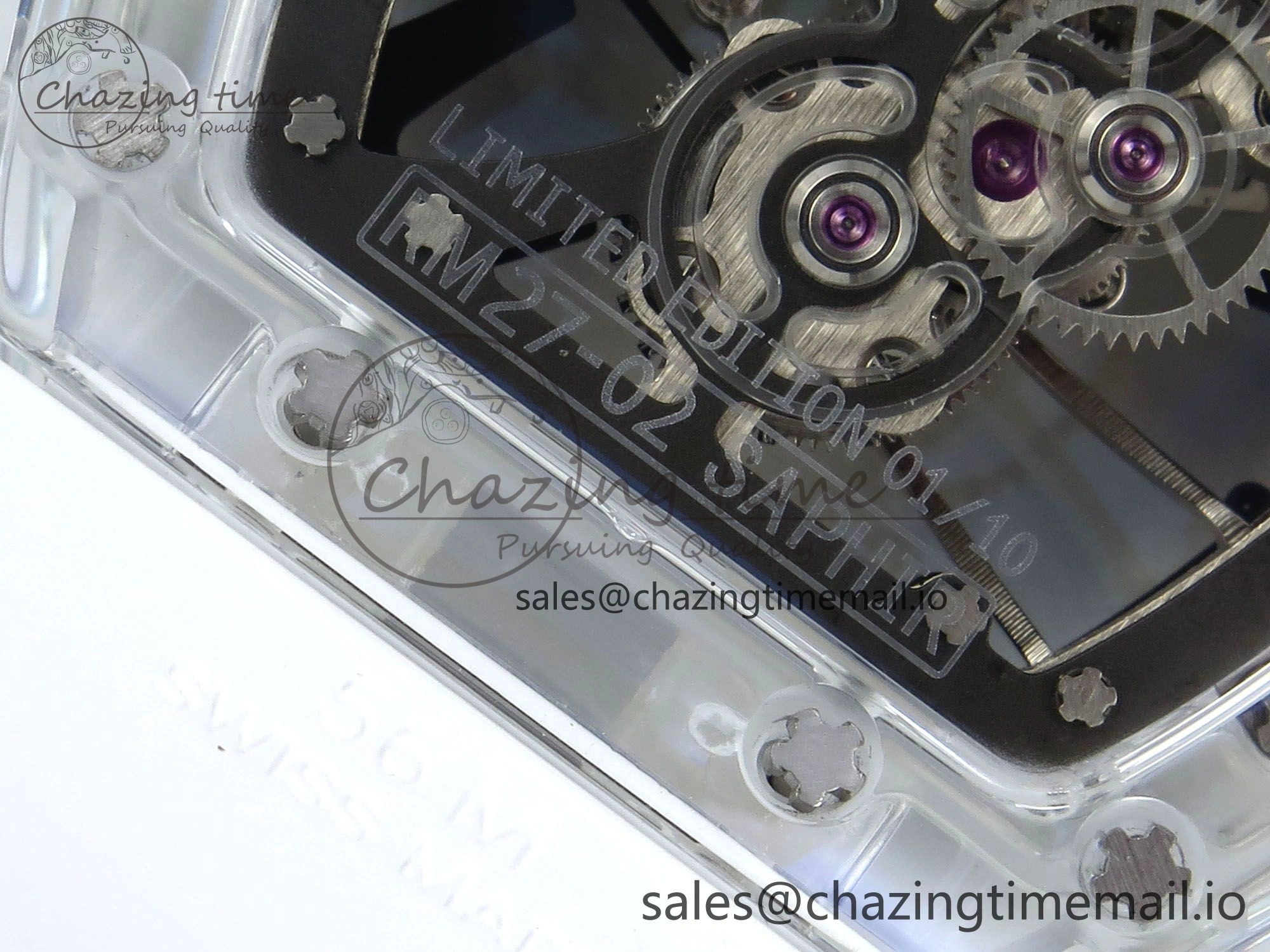 RM027-02 Transparent Tourbillon RMF Best Edition Skeleton Dial on White Rubber Strap