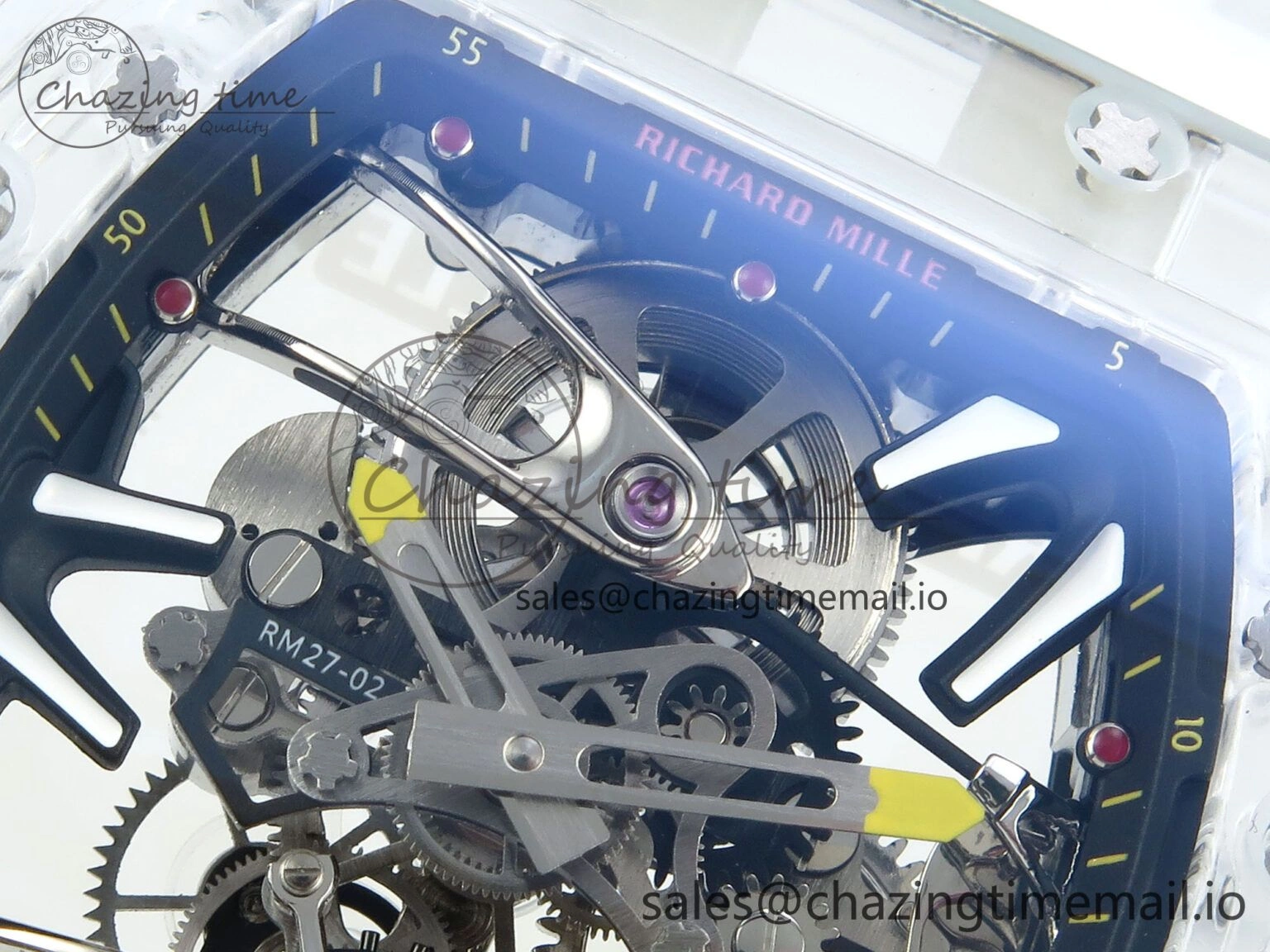 RM027-02 Transparent Tourbillon RMF Best Edition Skeleton Dial on White Rubber Strap