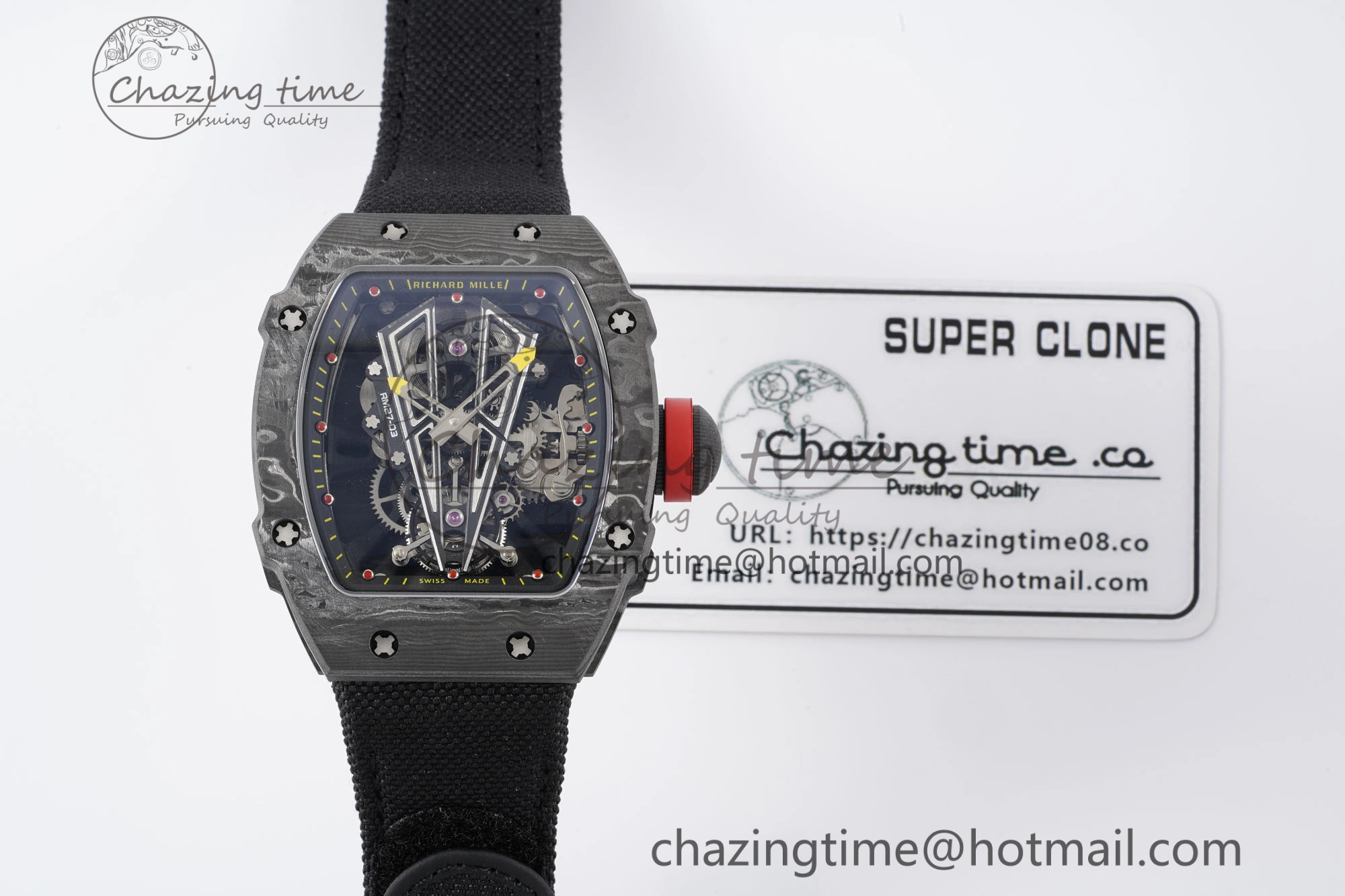 RM027-03 NTPT Real Tourbillon RMF Best Edition Skeleton Dial on Black Nylon Strap