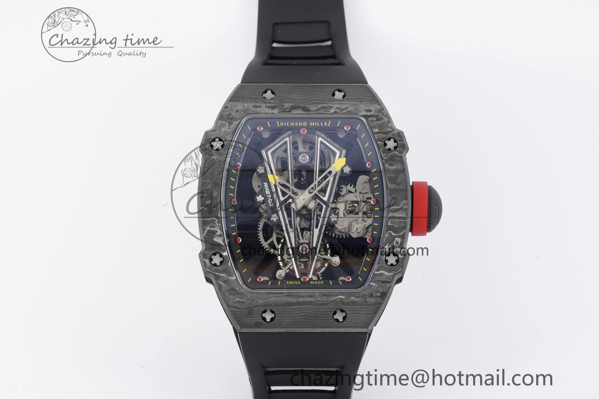 RM027-03 NTPT Real Tourbillon RMF Best Edition Skeleton Dial on Black Rubber Strap