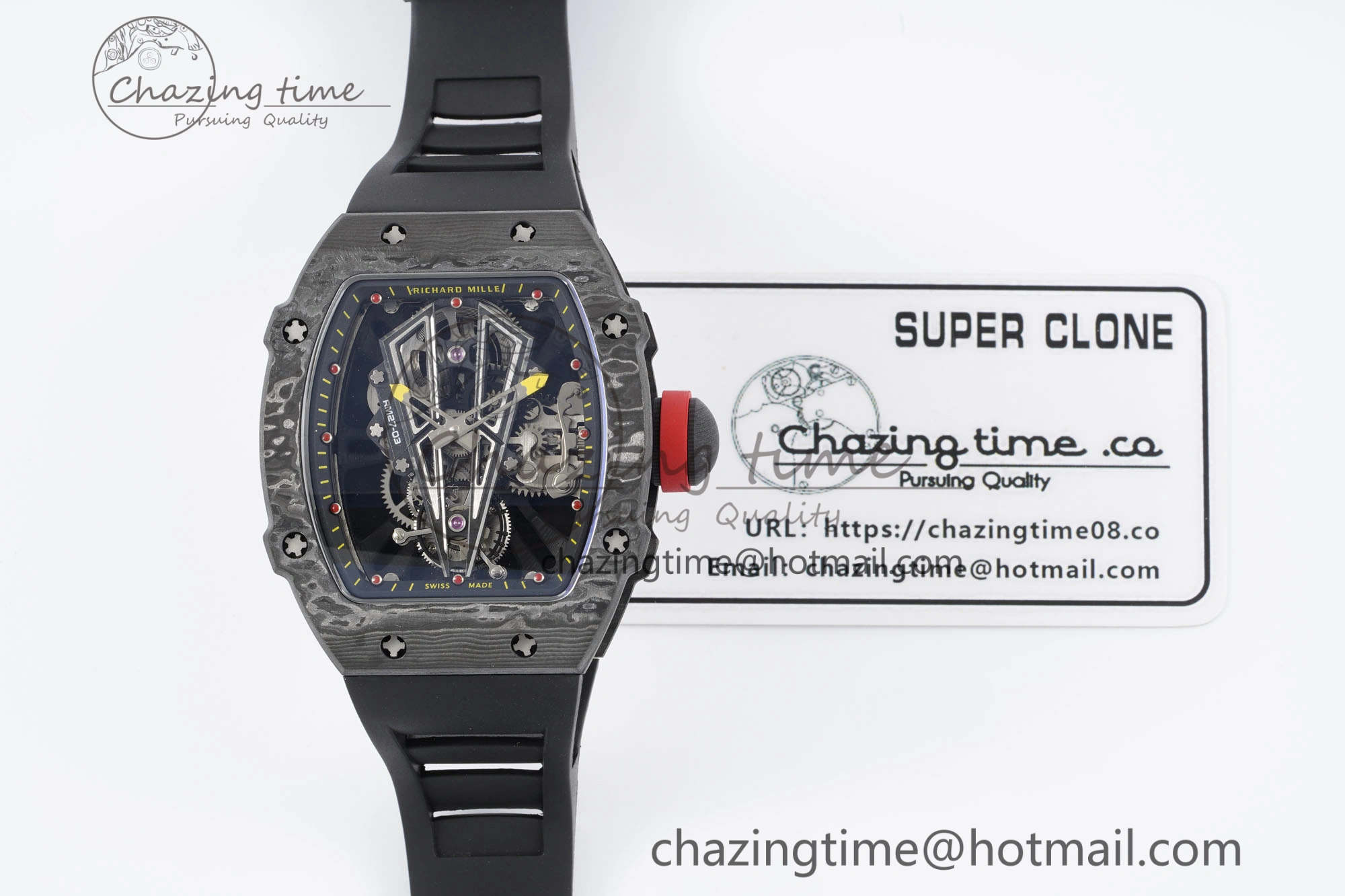 RM027-03 NTPT Real Tourbillon RMF Best Edition Skeleton Dial on Black Rubber Strap