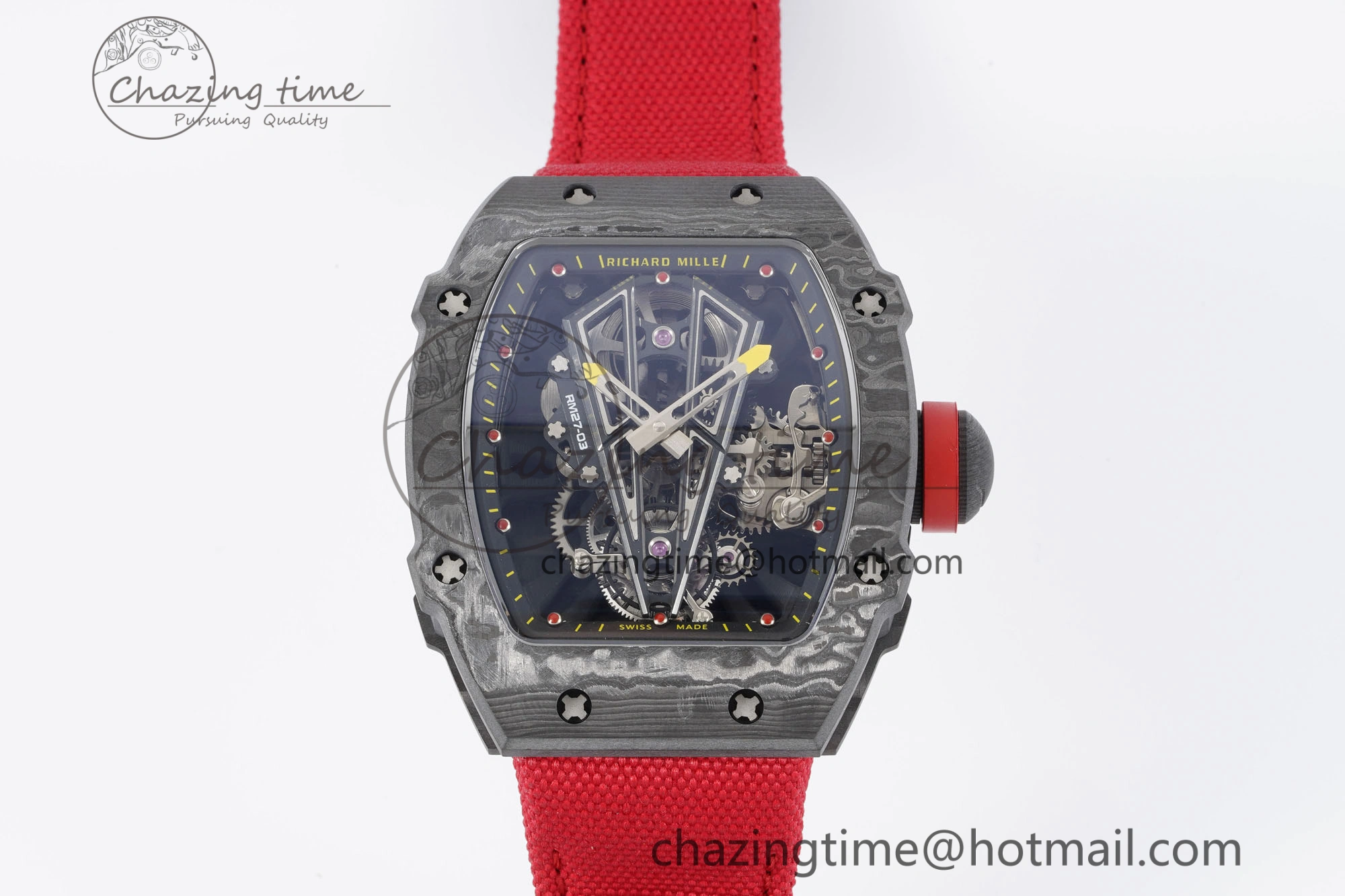 RM027-03 NTPT Real Tourbillon RMF Best Edition Skeleton Dial on Red Nylon Strap