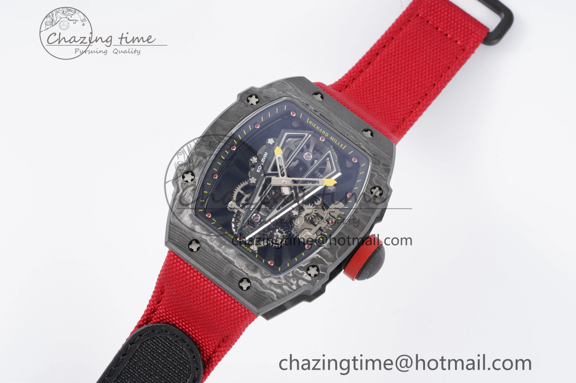 RM027-03 NTPT Real Tourbillon RMF Best Edition Skeleton Dial on Red Nylon Strap