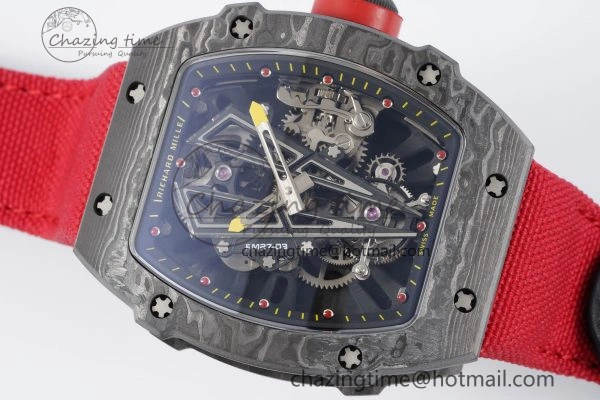 RM027-03 NTPT Real Tourbillon RMF Best Edition Skeleton Dial on Red Nylon Strap