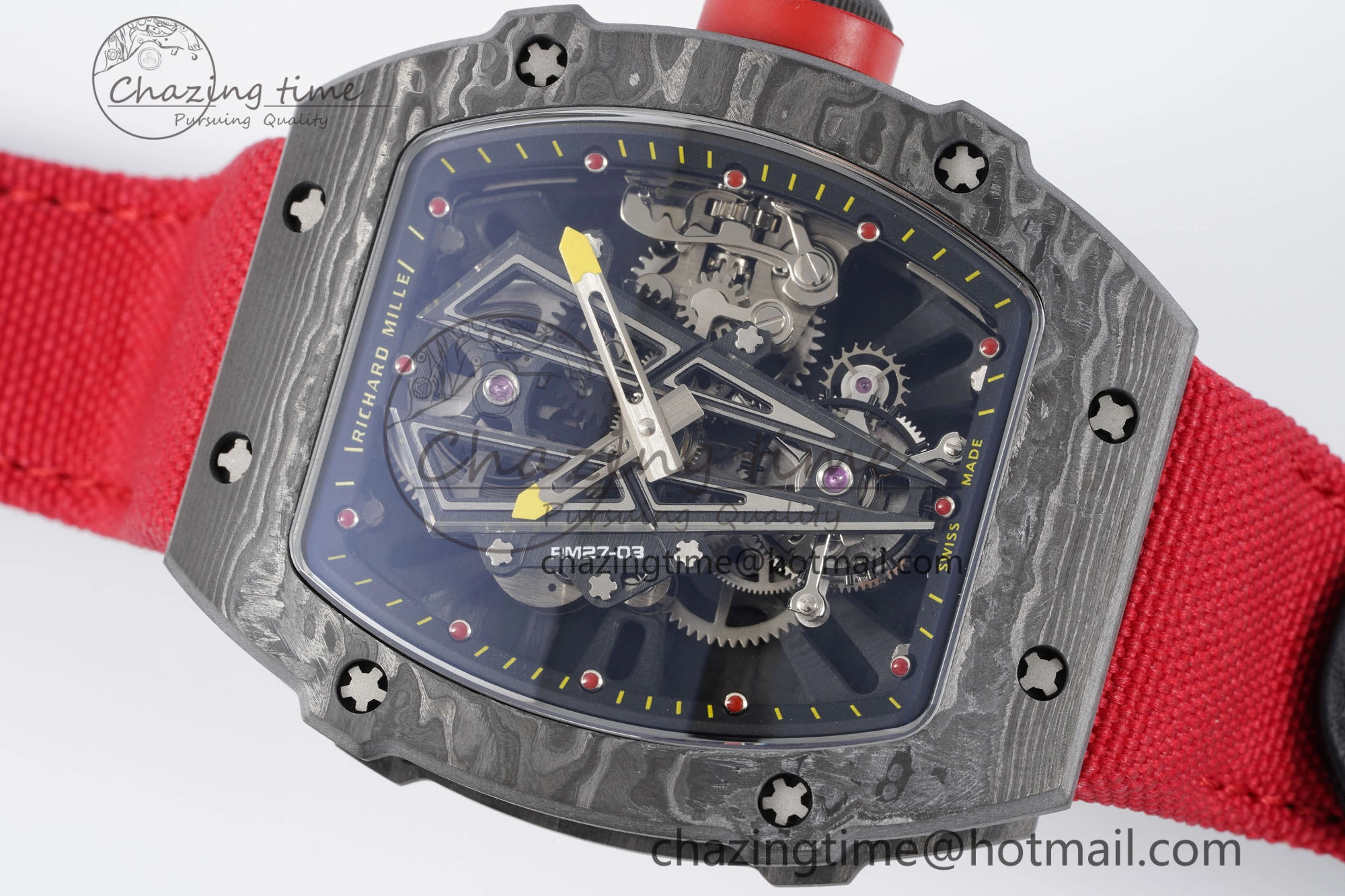 RM027-03 NTPT Real Tourbillon RMF Best Edition Skeleton Dial on Red Nylon Strap