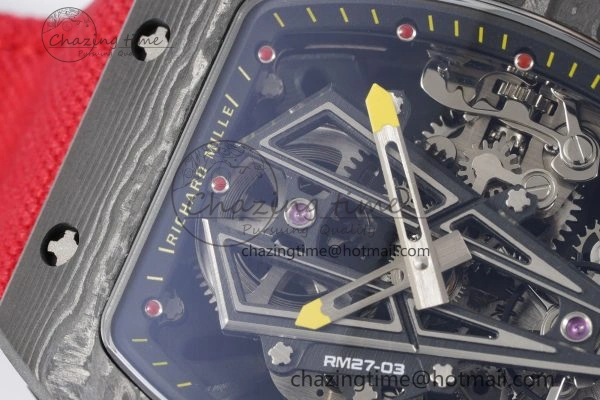 RM027-03 NTPT Real Tourbillon RMF Best Edition Skeleton Dial on Red Nylon Strap