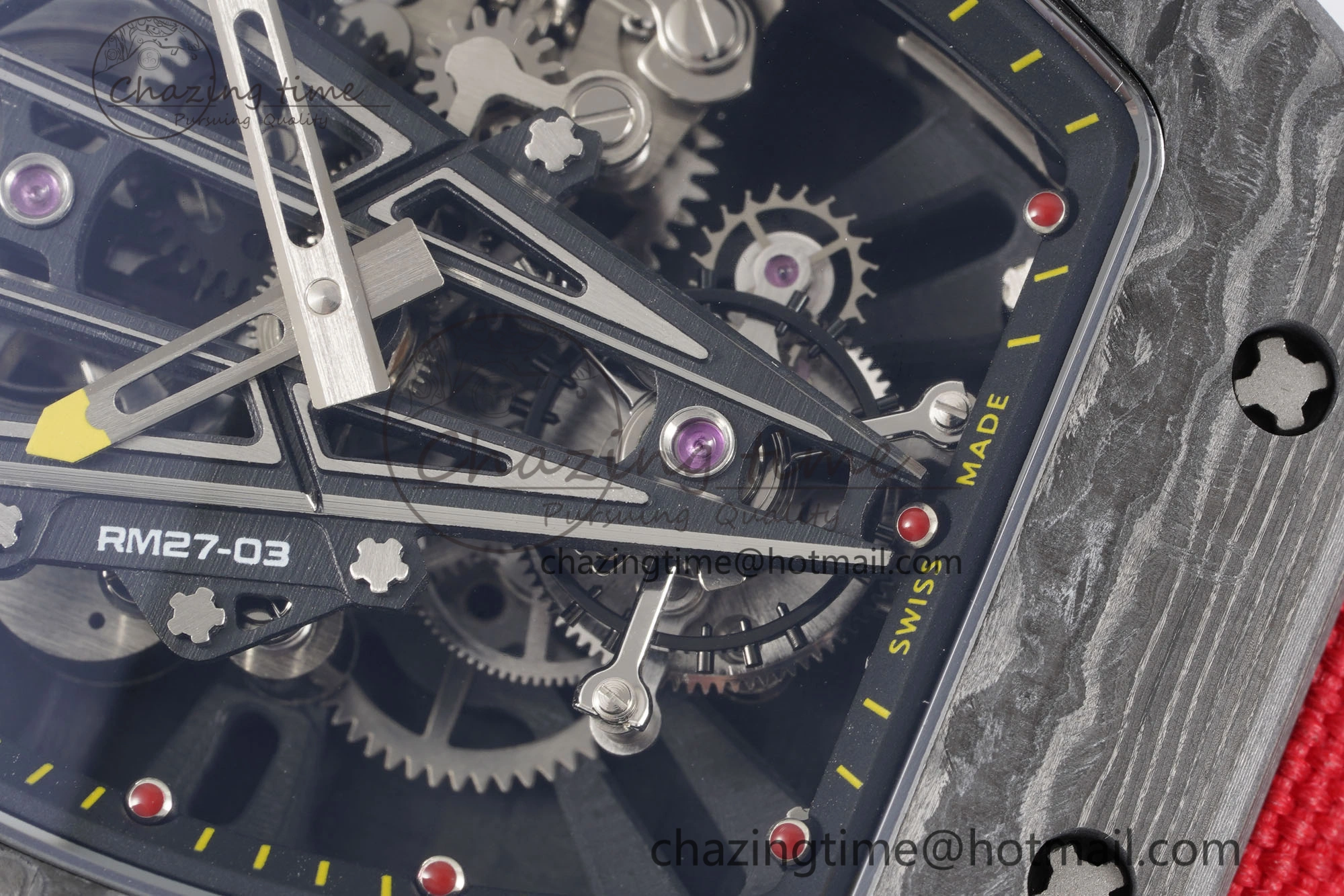 RM027-03 NTPT Real Tourbillon RMF Best Edition Skeleton Dial on Red Nylon Strap