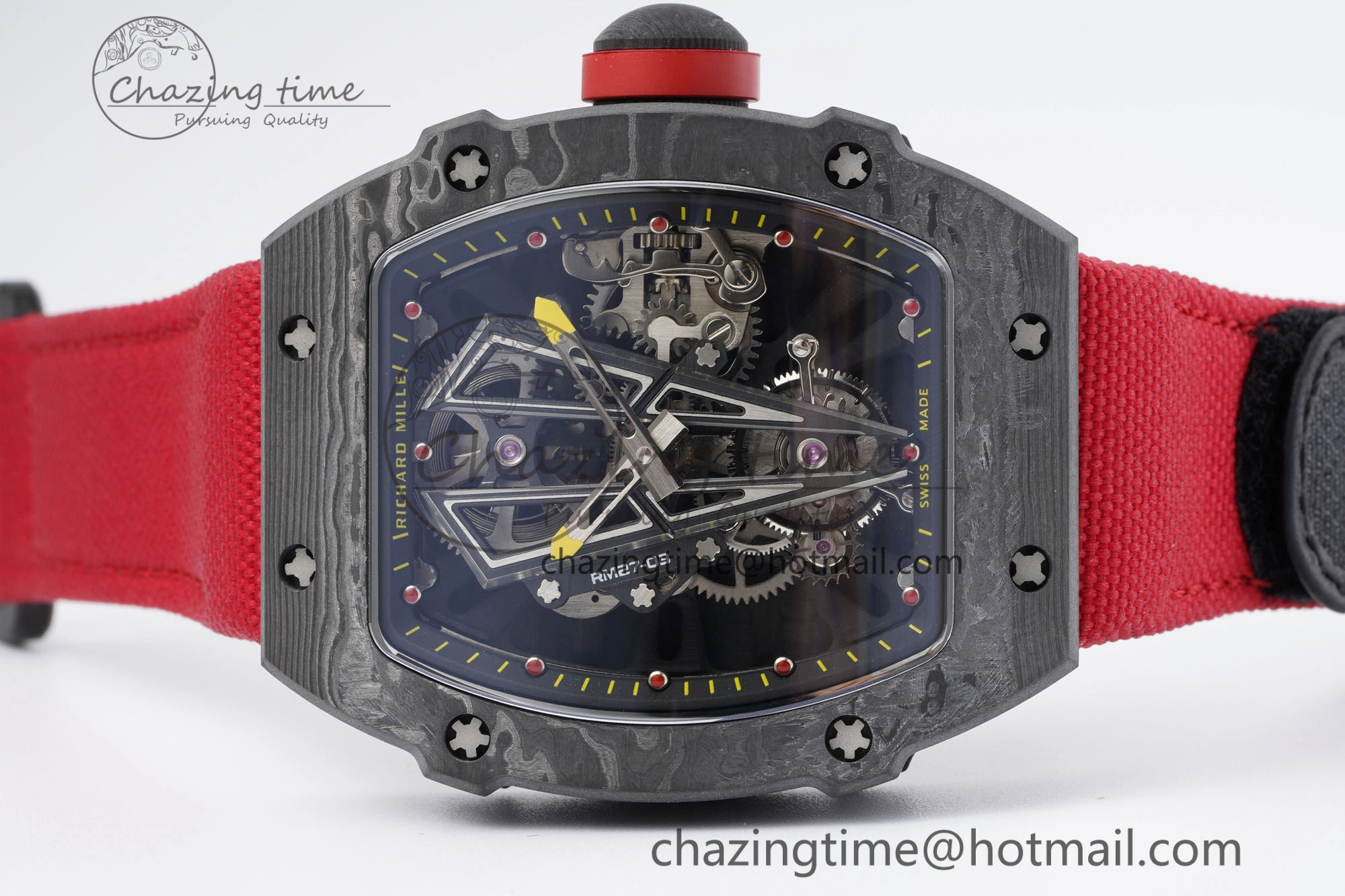 RM027-03 NTPT Real Tourbillon RMF Best Edition Skeleton Dial on Red Nylon Strap
