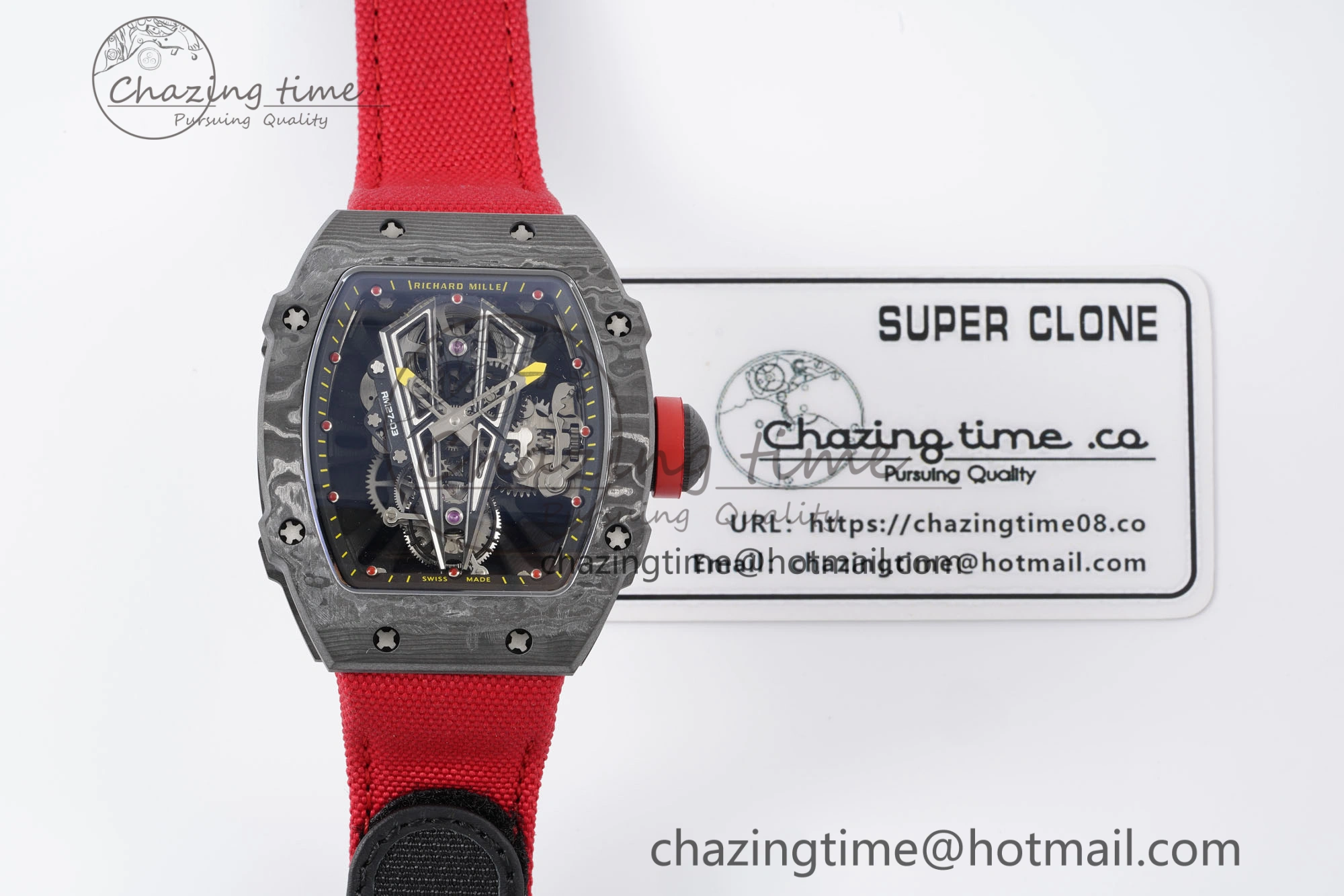 RM027-03 NTPT Real Tourbillon RMF Best Edition Skeleton Dial on Red Nylon Strap
