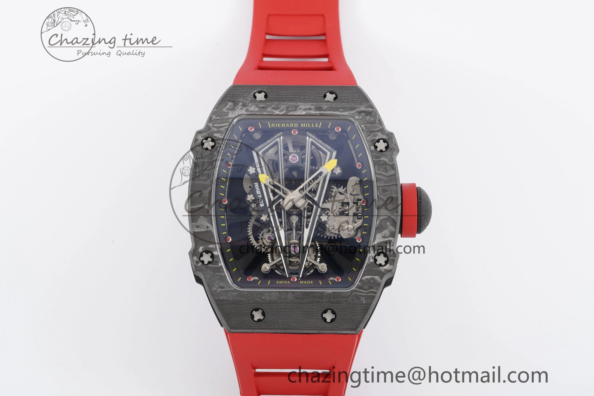 RM027-03 NTPT Real Tourbillon RMF Best Edition Skeleton Dial on Red Rubber Strap