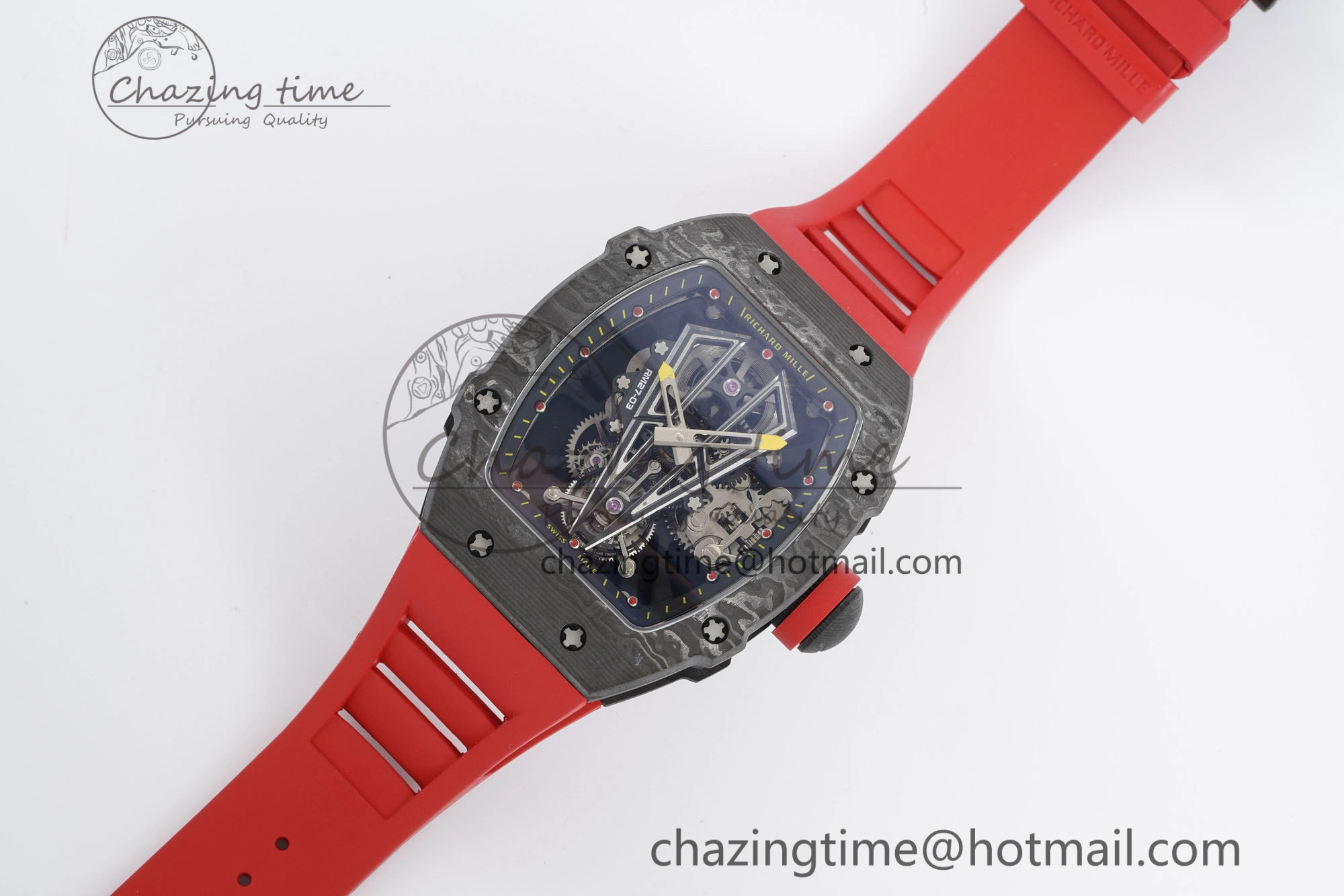 RM027-03 NTPT Real Tourbillon RMF Best Edition Skeleton Dial on Red Rubber Strap