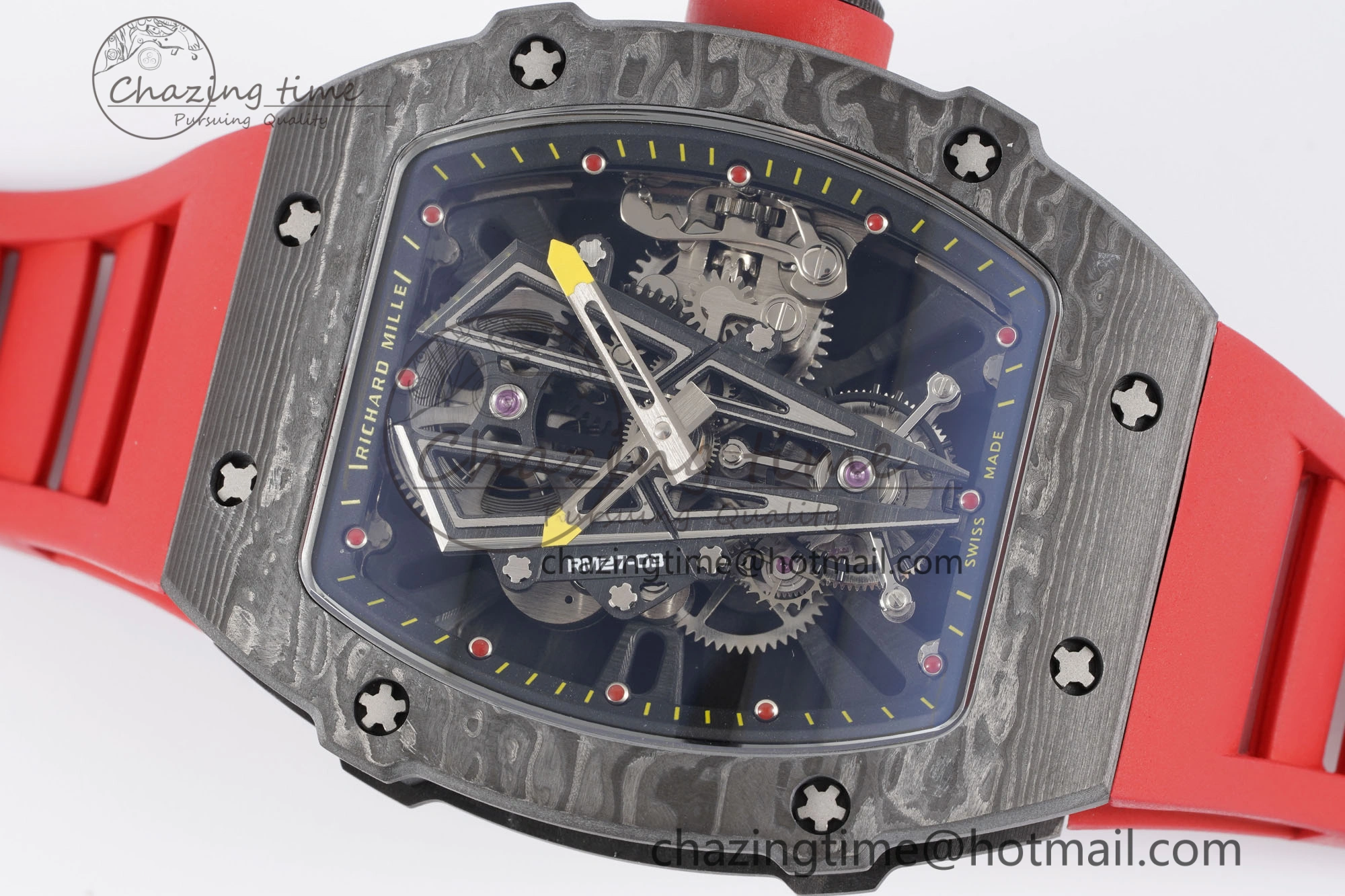 RM027-03 NTPT Real Tourbillon RMF Best Edition Skeleton Dial on Red Rubber Strap