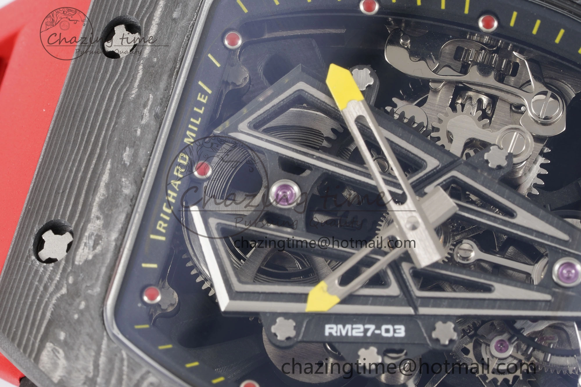 RM027-03 NTPT Real Tourbillon RMF Best Edition Skeleton Dial on Red Rubber Strap