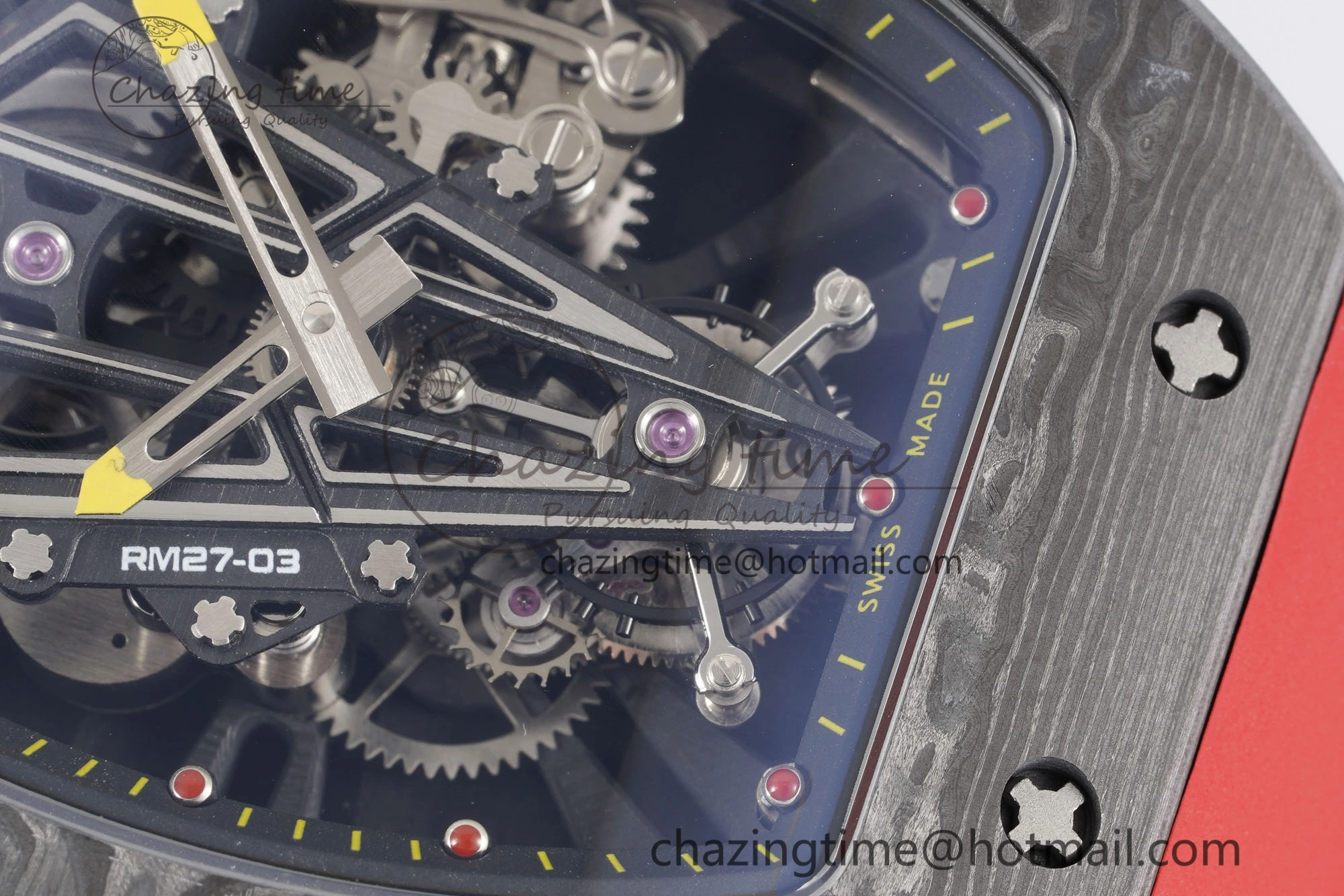 RM027-03 NTPT Real Tourbillon RMF Best Edition Skeleton Dial on Red Rubber Strap