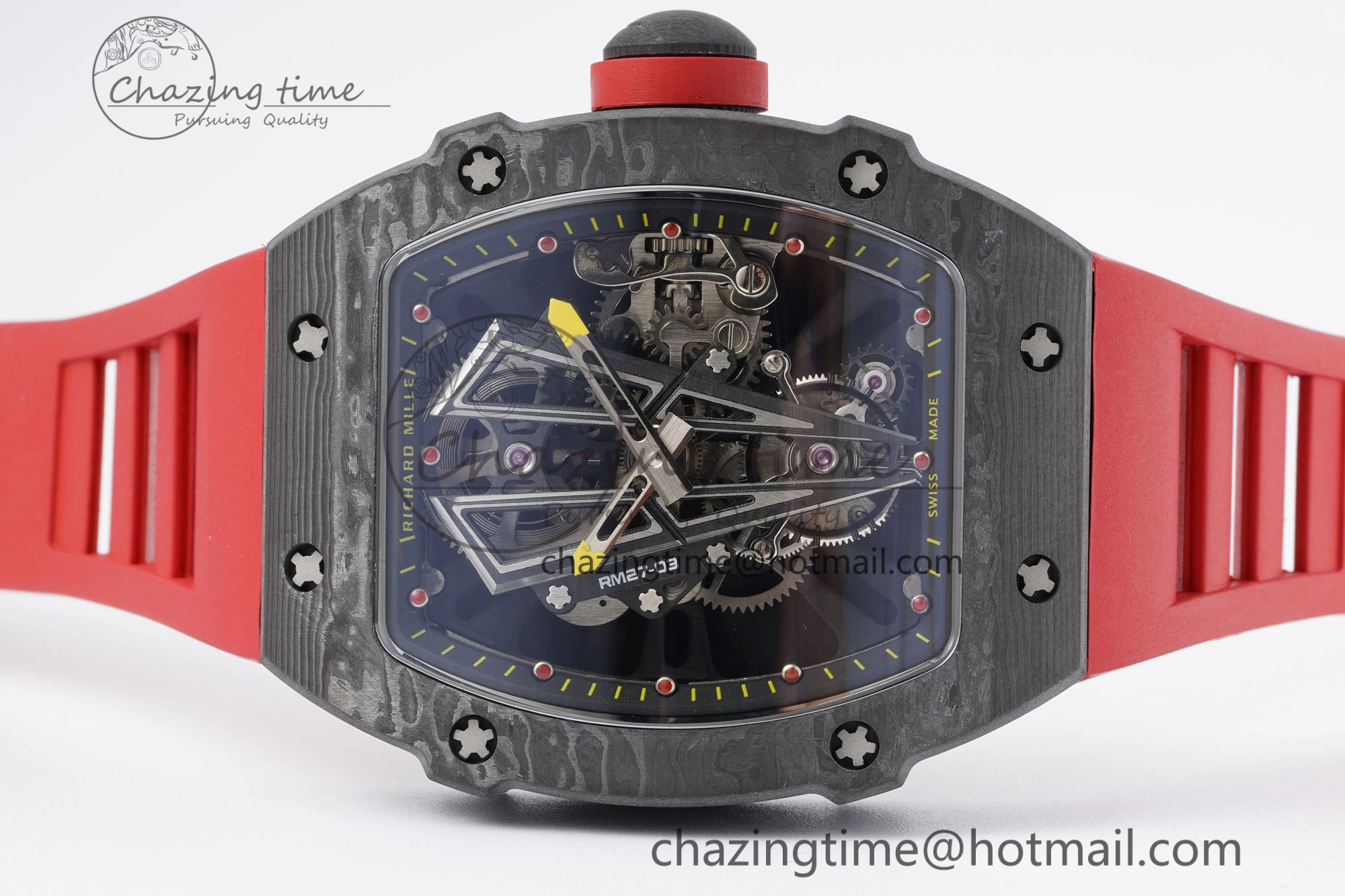 RM027-03 NTPT Real Tourbillon RMF Best Edition Skeleton Dial on Red Rubber Strap