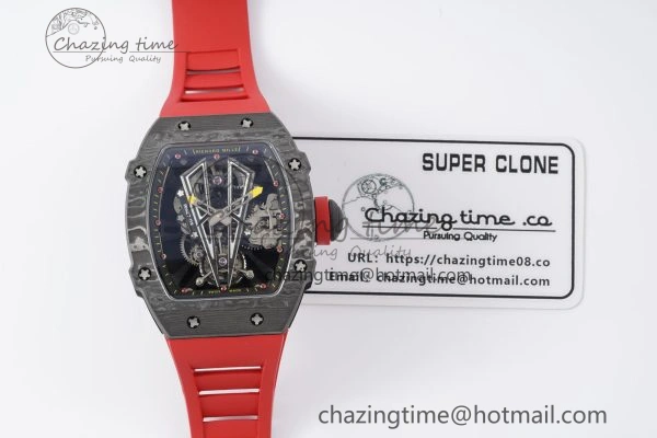 RM027-03 NTPT Real Tourbillon RMF Best Edition Skeleton Dial on Red Rubber Strap