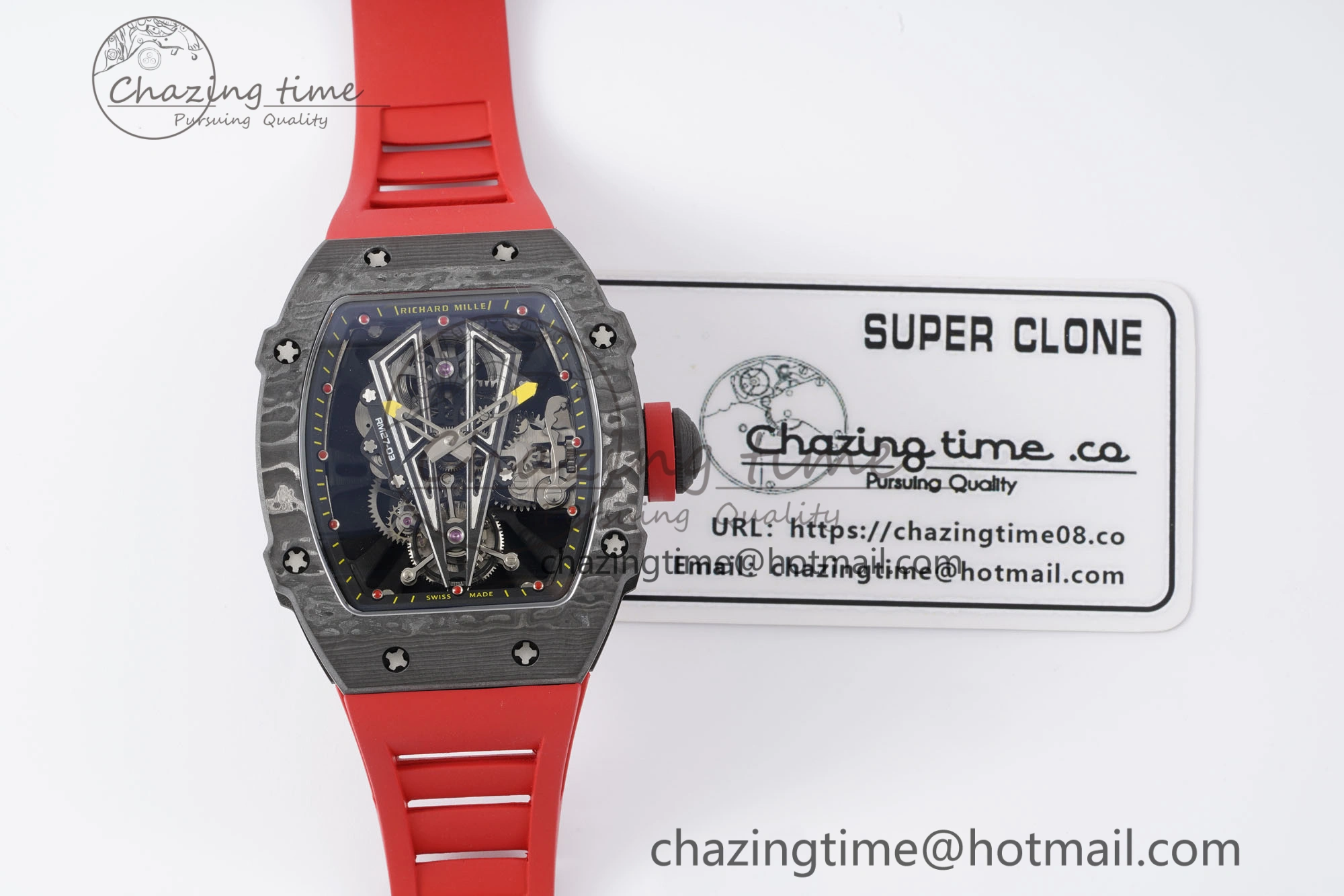 RM027-03 NTPT Real Tourbillon RMF Best Edition Skeleton Dial on Red Rubber Strap