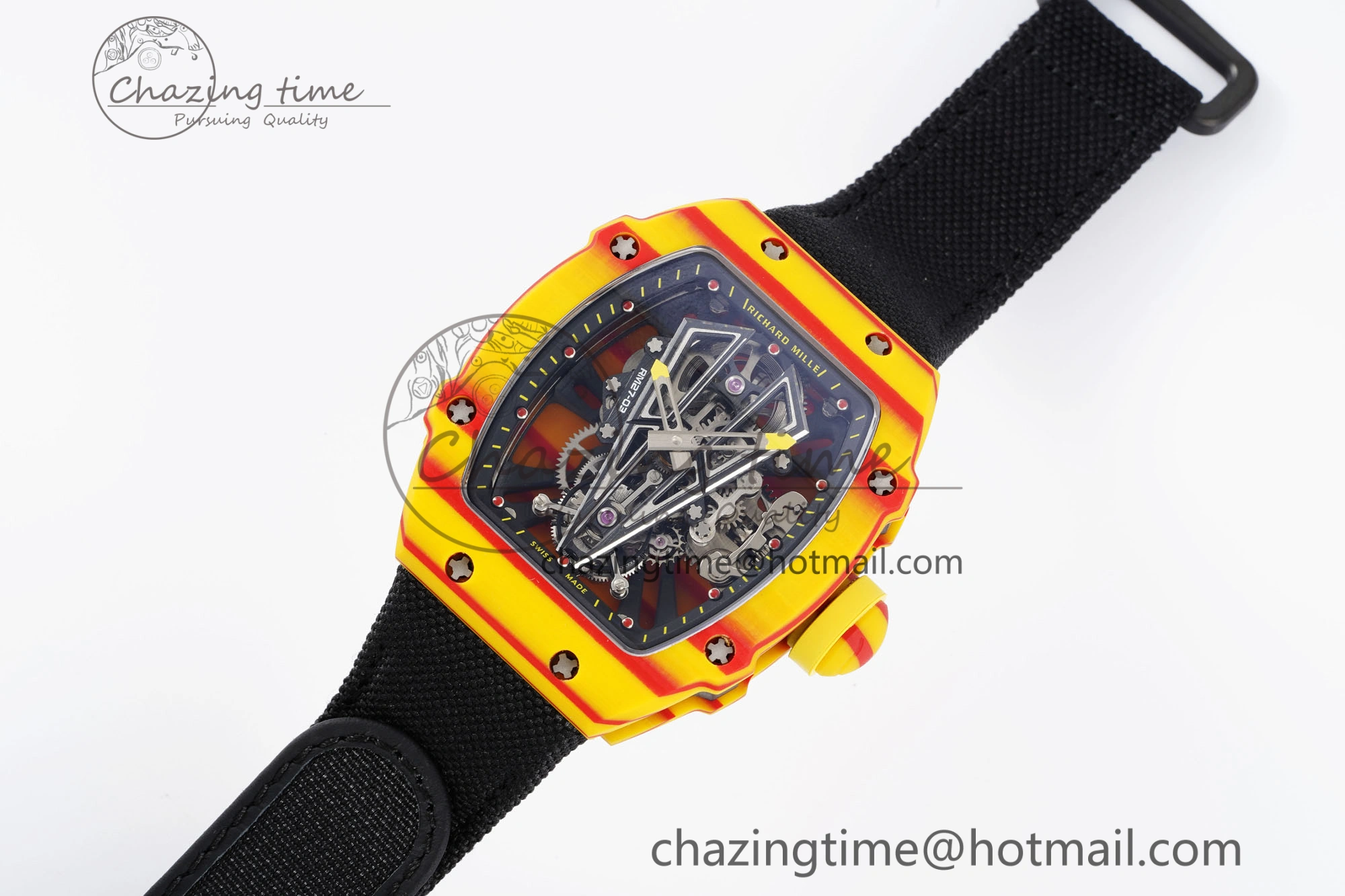 RM027-03 Real Tourbillon RMF Best Edition Orange Red Carbon Skeleton Dial on Black Nylon Strap