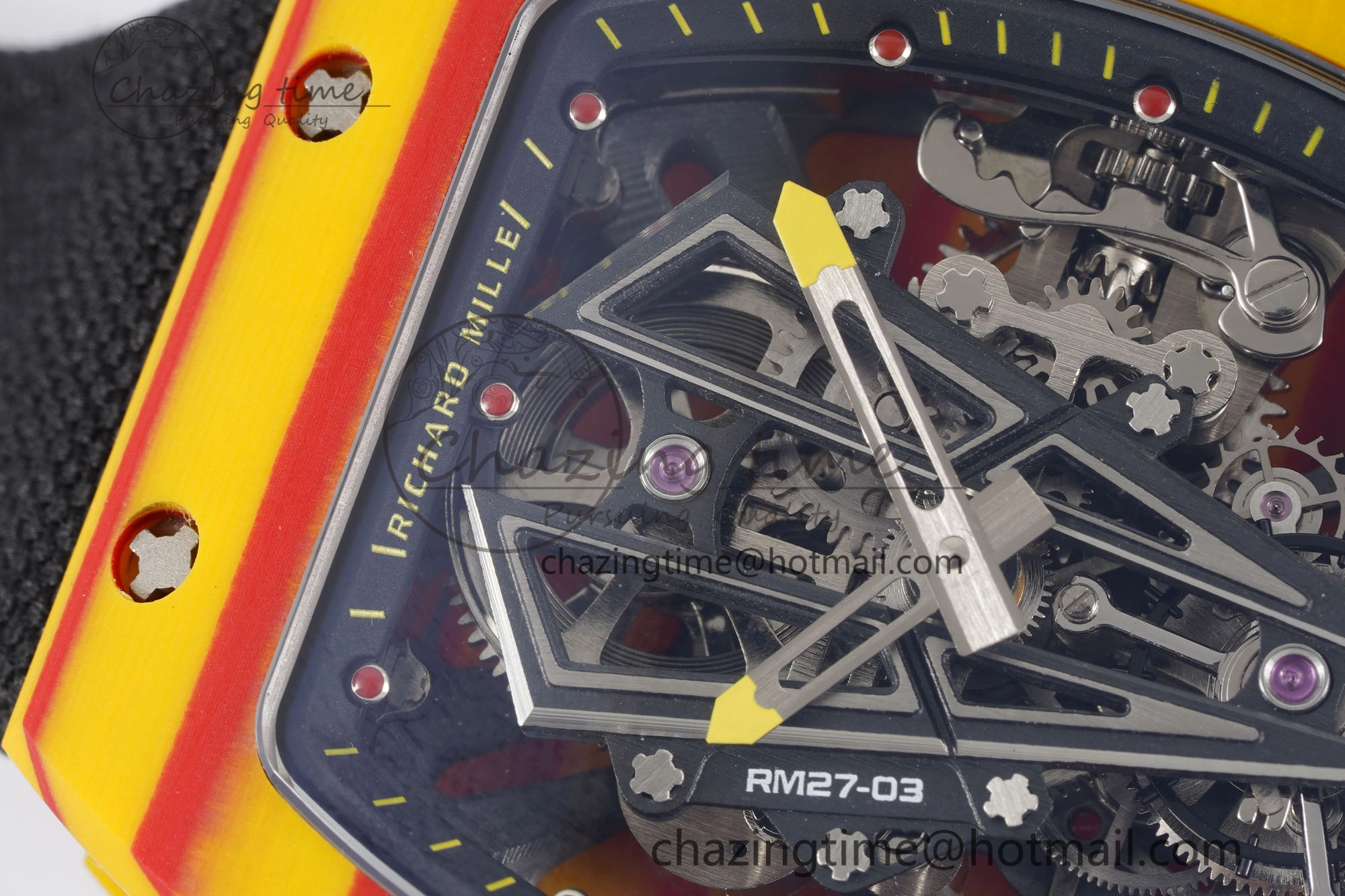 RM027-03 Real Tourbillon RMF Best Edition Orange Red Carbon Skeleton Dial on Black Nylon Strap