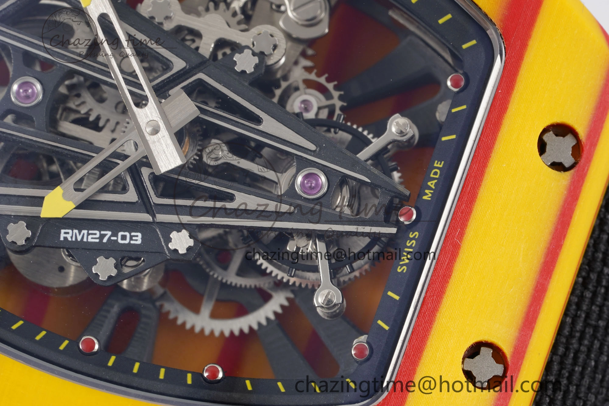 RM027-03 Real Tourbillon RMF Best Edition Orange Red Carbon Skeleton Dial on Black Nylon Strap