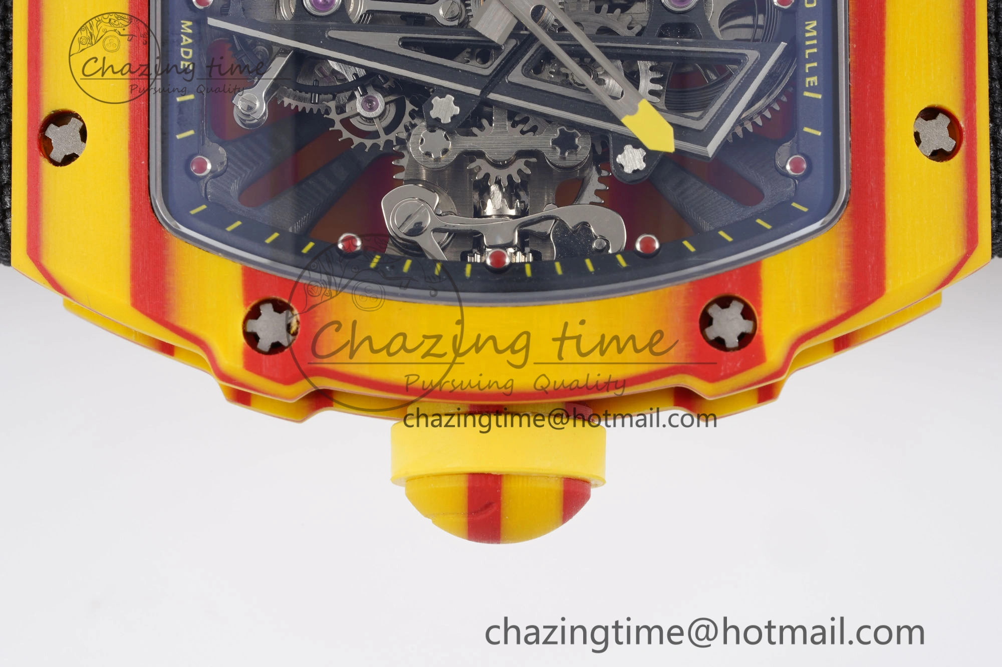RM027-03 Real Tourbillon RMF Best Edition Orange Red Carbon Skeleton Dial on Black Nylon Strap