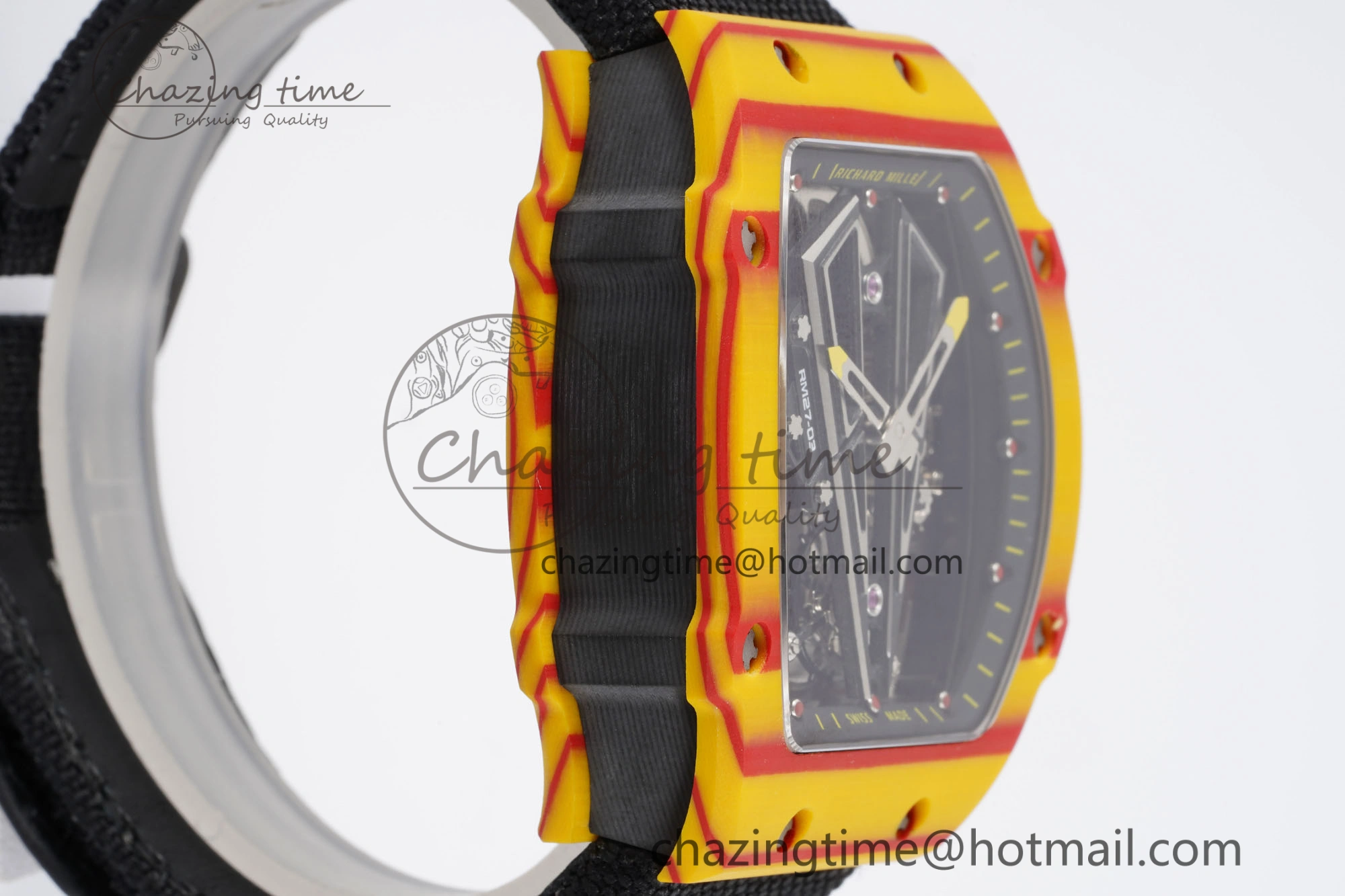 RM027-03 Real Tourbillon RMF Best Edition Orange Red Carbon Skeleton Dial on Black Nylon Strap
