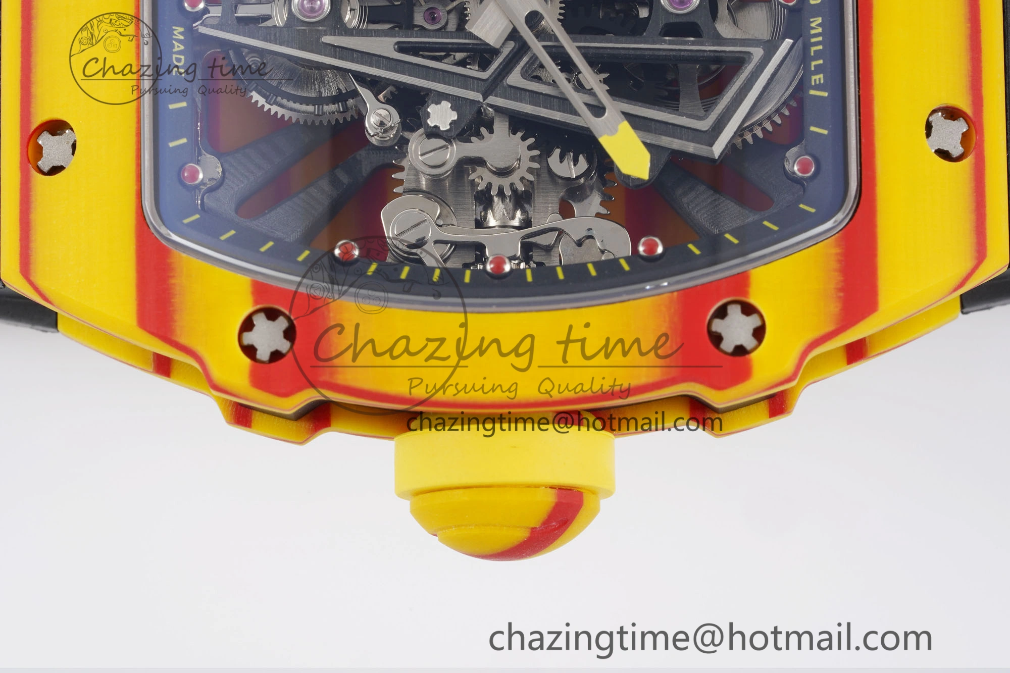RM027-03 Real Tourbillon RMF Best Edition Orange Red Carbon Skeleton Dial on Black Rubber Strap