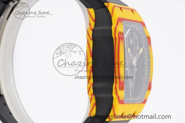 RM027-03 Real Tourbillon RMF Best Edition Orange Red Carbon Skeleton Dial on Black Rubber Strap