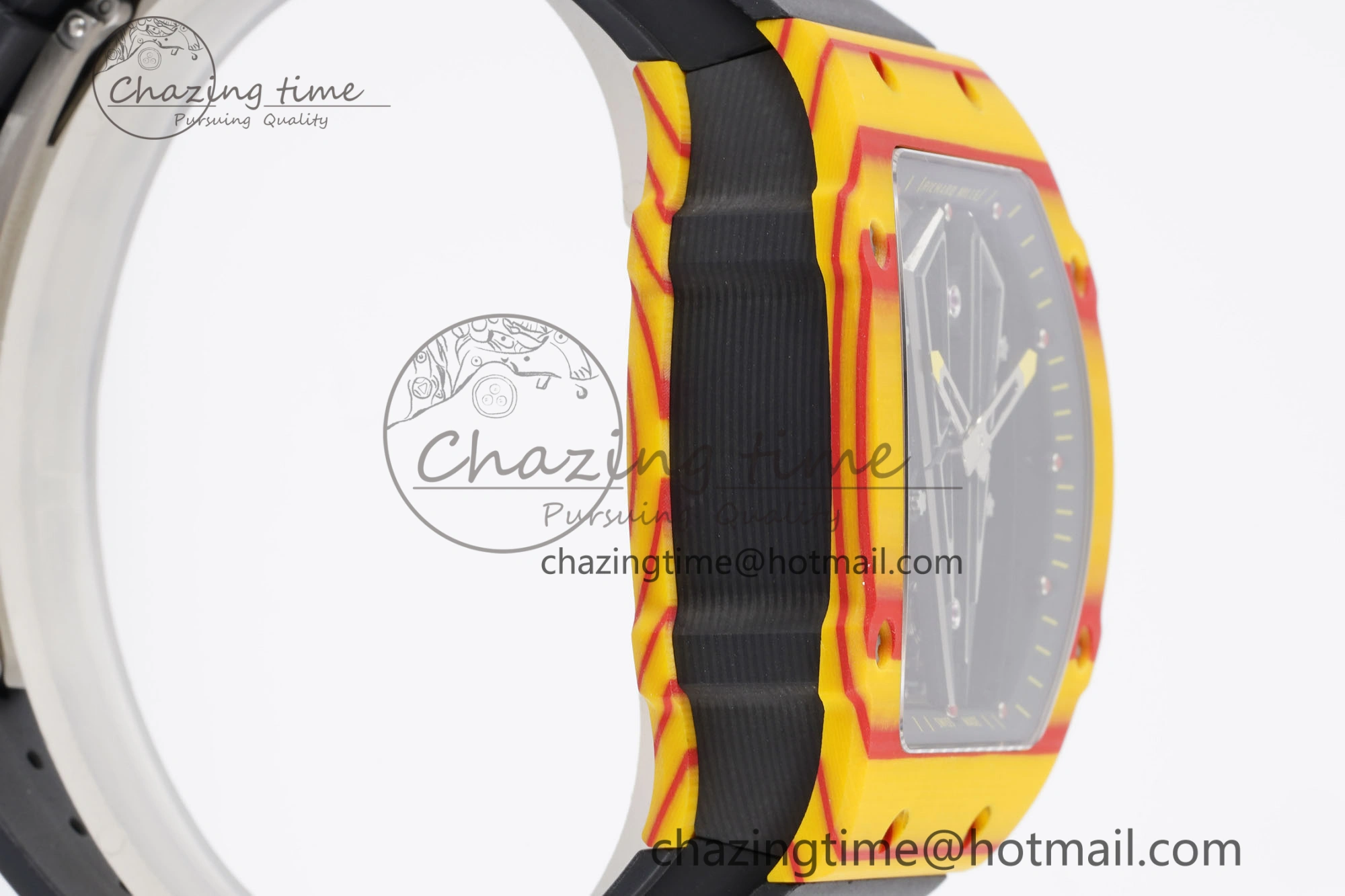 RM027-03 Real Tourbillon RMF Best Edition Orange Red Carbon Skeleton Dial on Black Rubber Strap