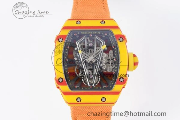 RM027-03 Real Tourbillon RMF Best Edition Orange Red Carbon Skeleton Dial on Orange Nylon Strap