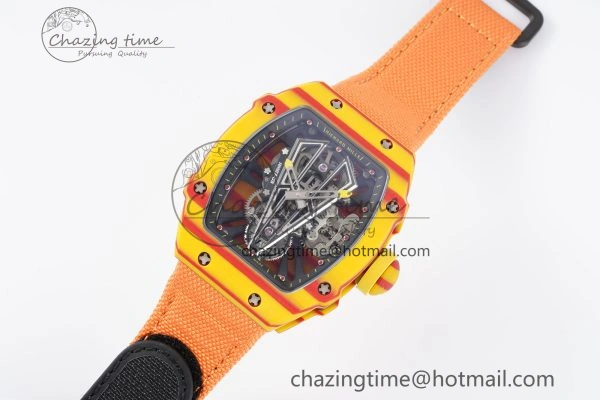RM027-03 Real Tourbillon RMF Best Edition Orange Red Carbon Skeleton Dial on Orange Nylon Strap