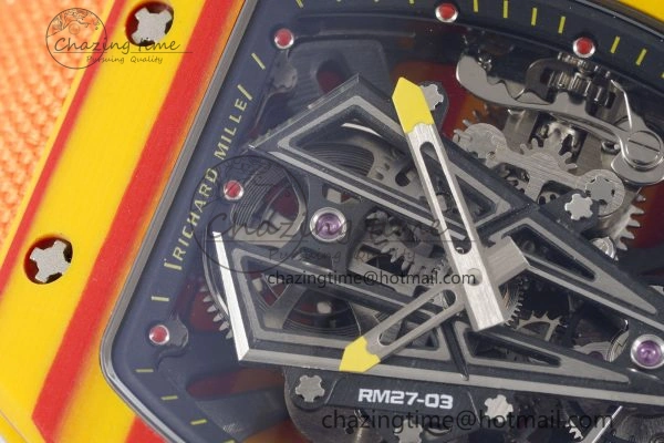 RM027-03 Real Tourbillon RMF Best Edition Orange Red Carbon Skeleton Dial on Orange Nylon Strap