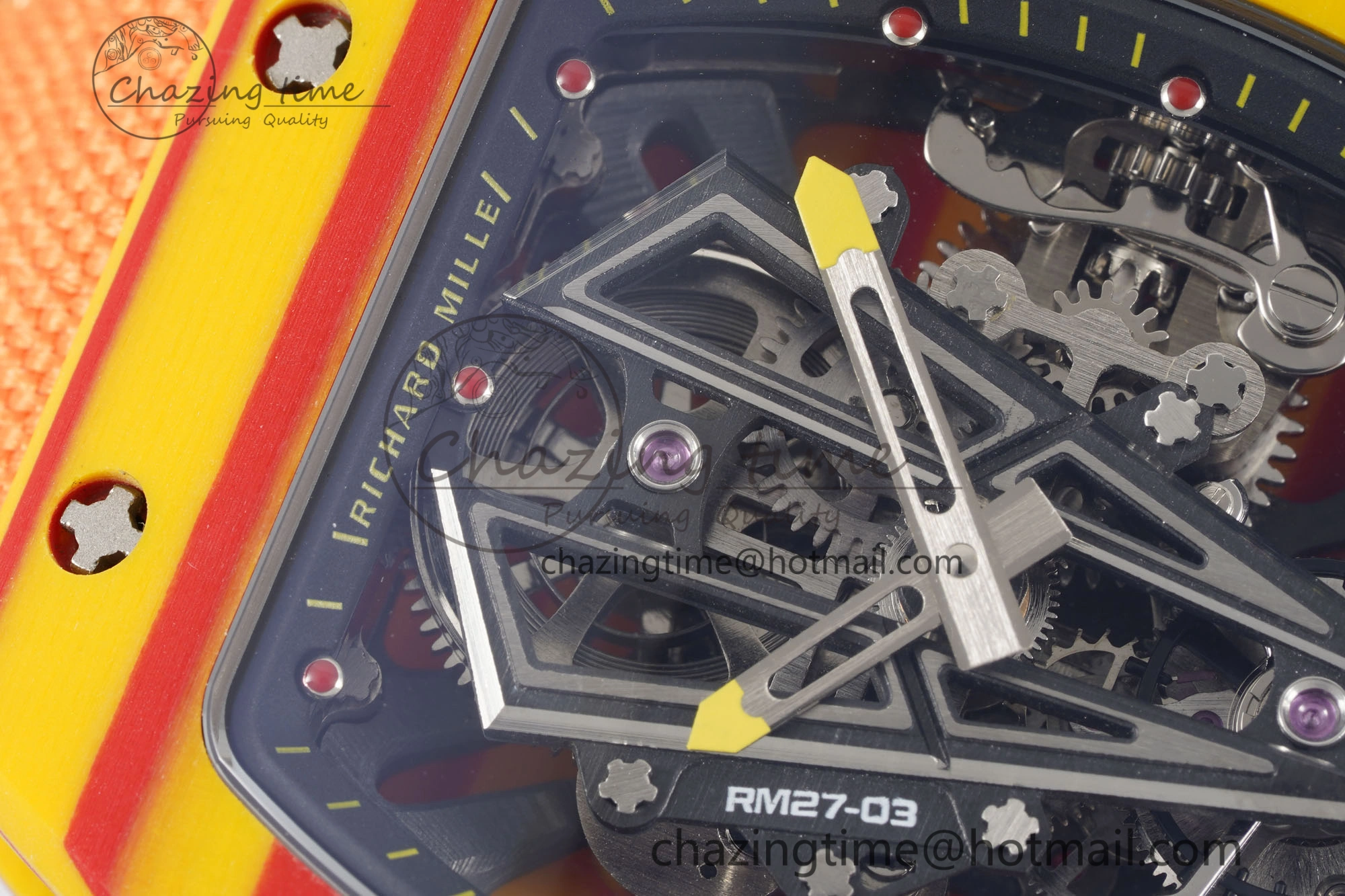 RM027-03 Real Tourbillon RMF Best Edition Orange Red Carbon Skeleton Dial on Orange Nylon Strap