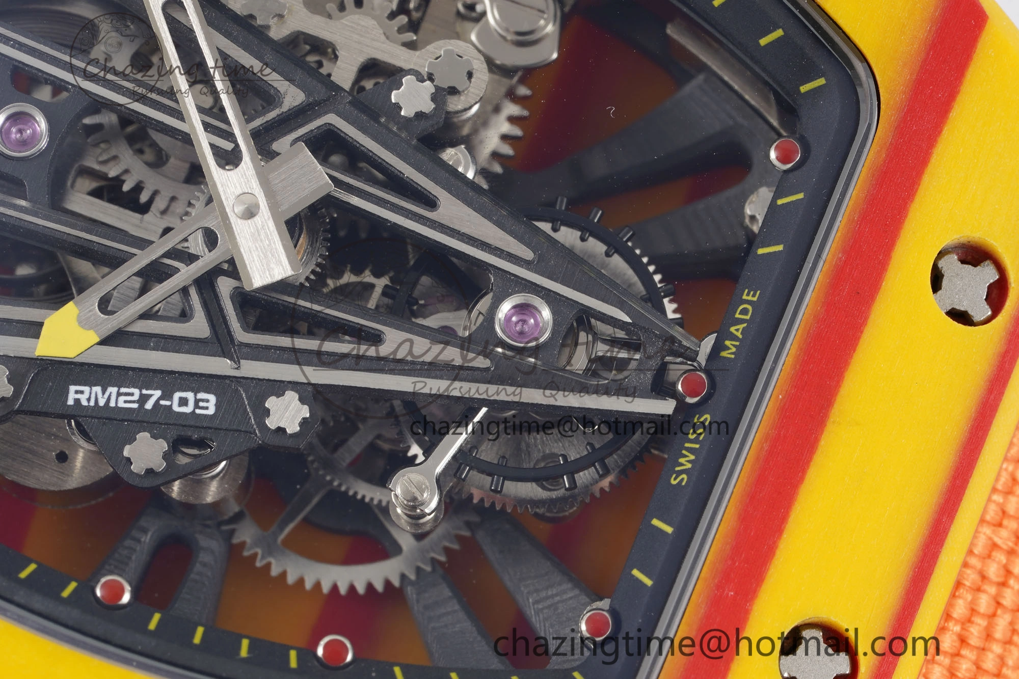 RM027-03 Real Tourbillon RMF Best Edition Orange Red Carbon Skeleton Dial on Orange Nylon Strap