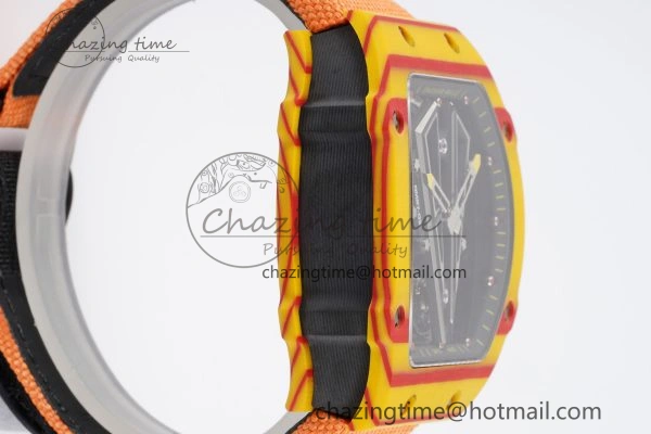 RM027-03 Real Tourbillon RMF Best Edition Orange Red Carbon Skeleton Dial on Orange Nylon Strap