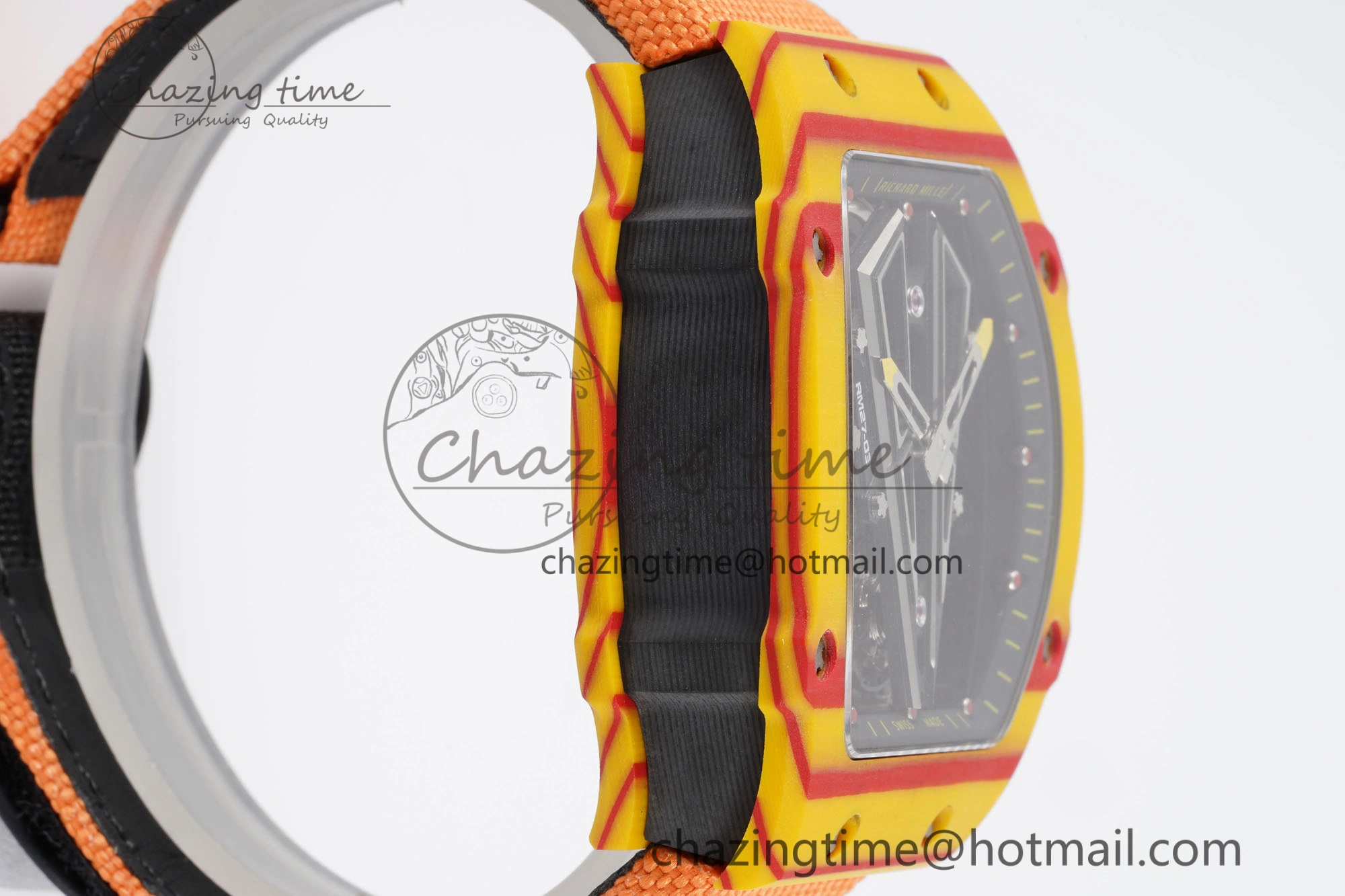 RM027-03 Real Tourbillon RMF Best Edition Orange Red Carbon Skeleton Dial on Orange Nylon Strap