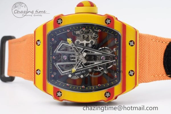 RM027-03 Real Tourbillon RMF Best Edition Orange Red Carbon Skeleton Dial on Orange Nylon Strap