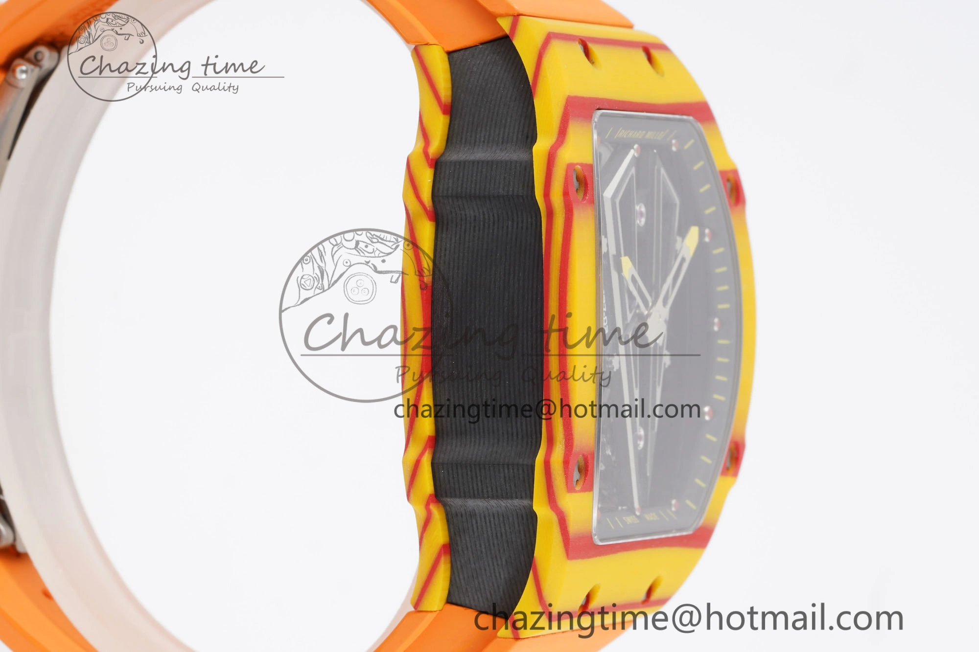 RM027-03 Real Tourbillon RMF Best Edition Orange Red Carbon Skeleton Dial on Orange Rubber Strap