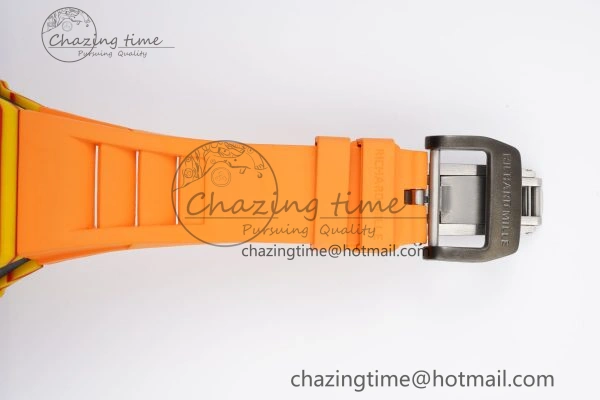 RM027-03 Real Tourbillon RMF Best Edition Orange Red Carbon Skeleton Dial on Orange Rubber Strap
