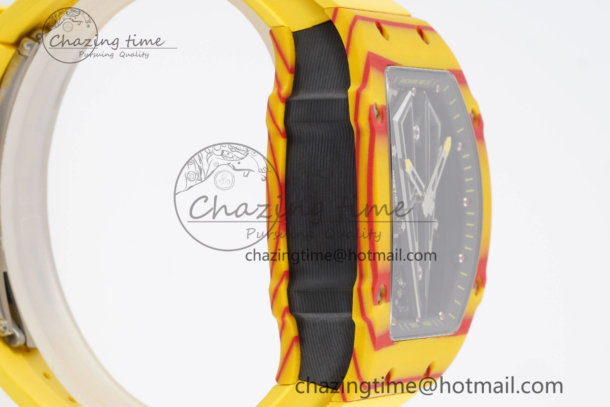 RM027-03 Real Tourbillon RMF Best Edition Orange Red Carbon Skeleton Dial on Yellow Rubber Strap