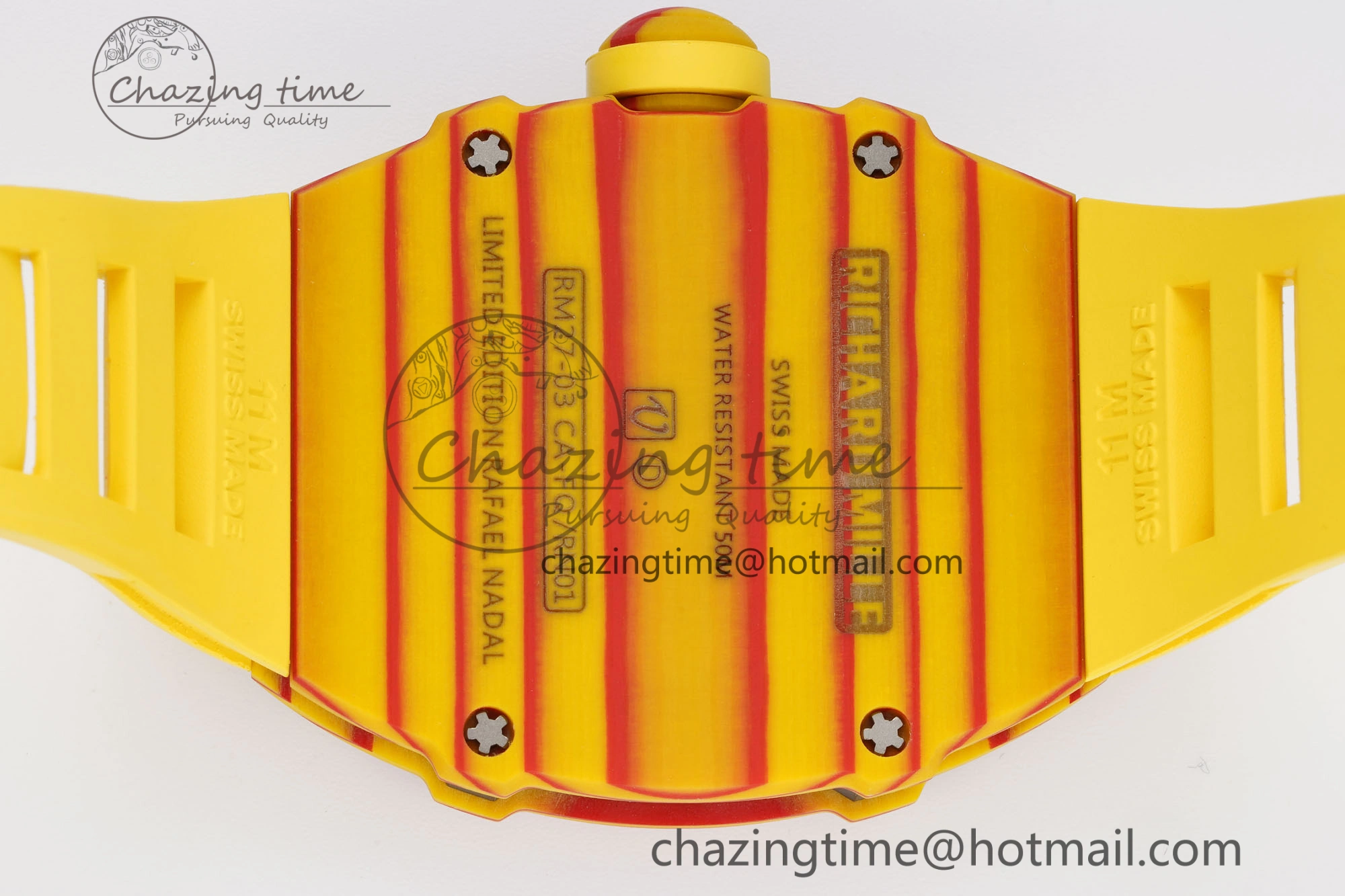 RM027-03 Real Tourbillon RMF Best Edition Orange Red Carbon Skeleton Dial on Yellow Rubber Strap