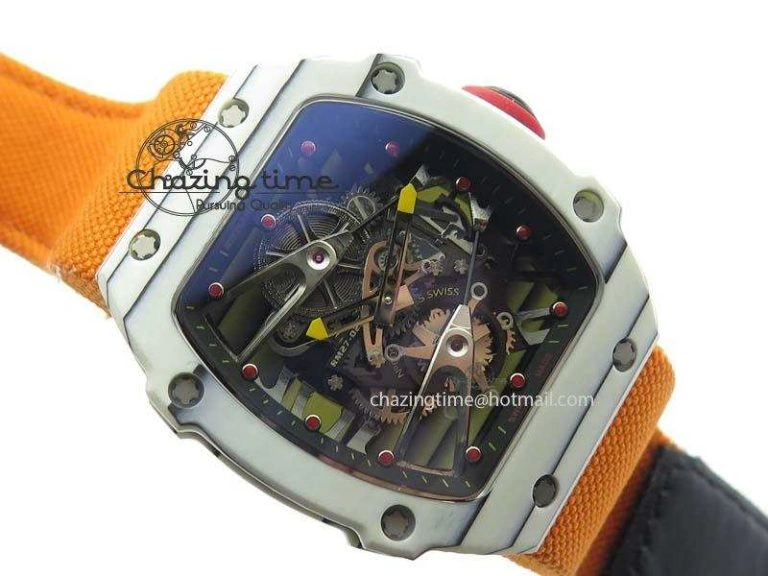 RM027-2 White Carbon Fiber Case Skeleton Dial On Nylon Strap 6T51